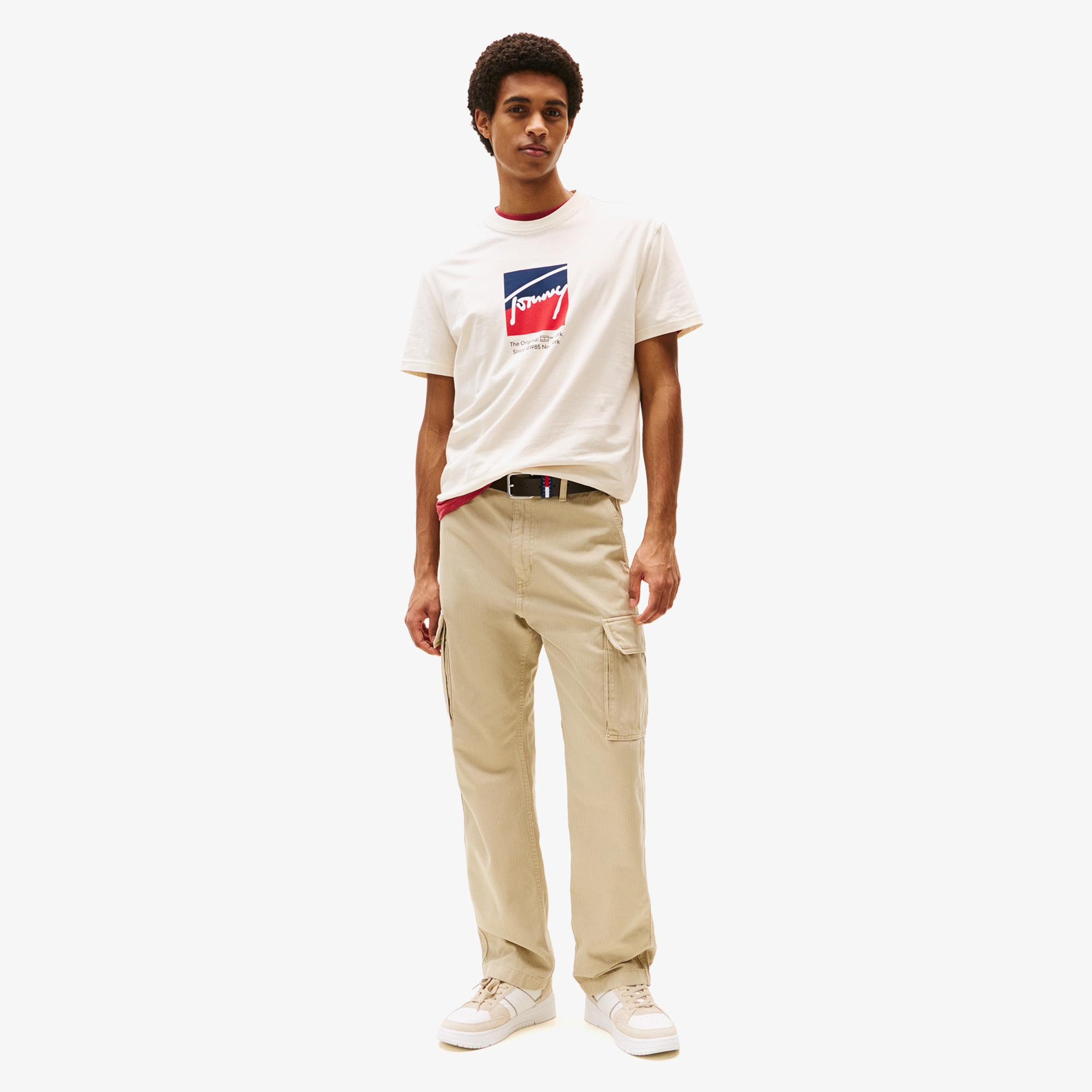 Tommy Jeans Regular Erkek Bej T-Shirt