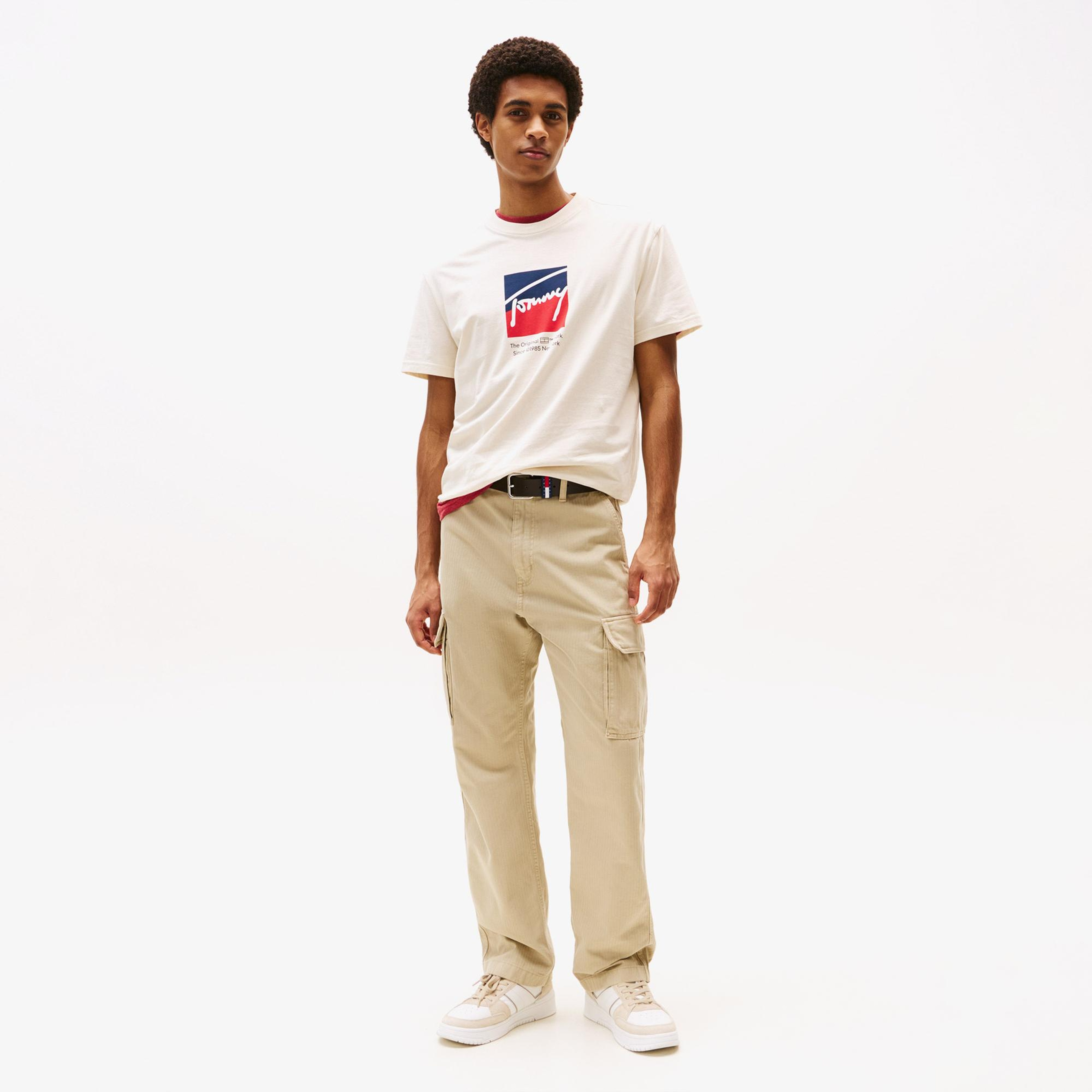 Tommy Jeans Regular Erkek Bej T-Shirt