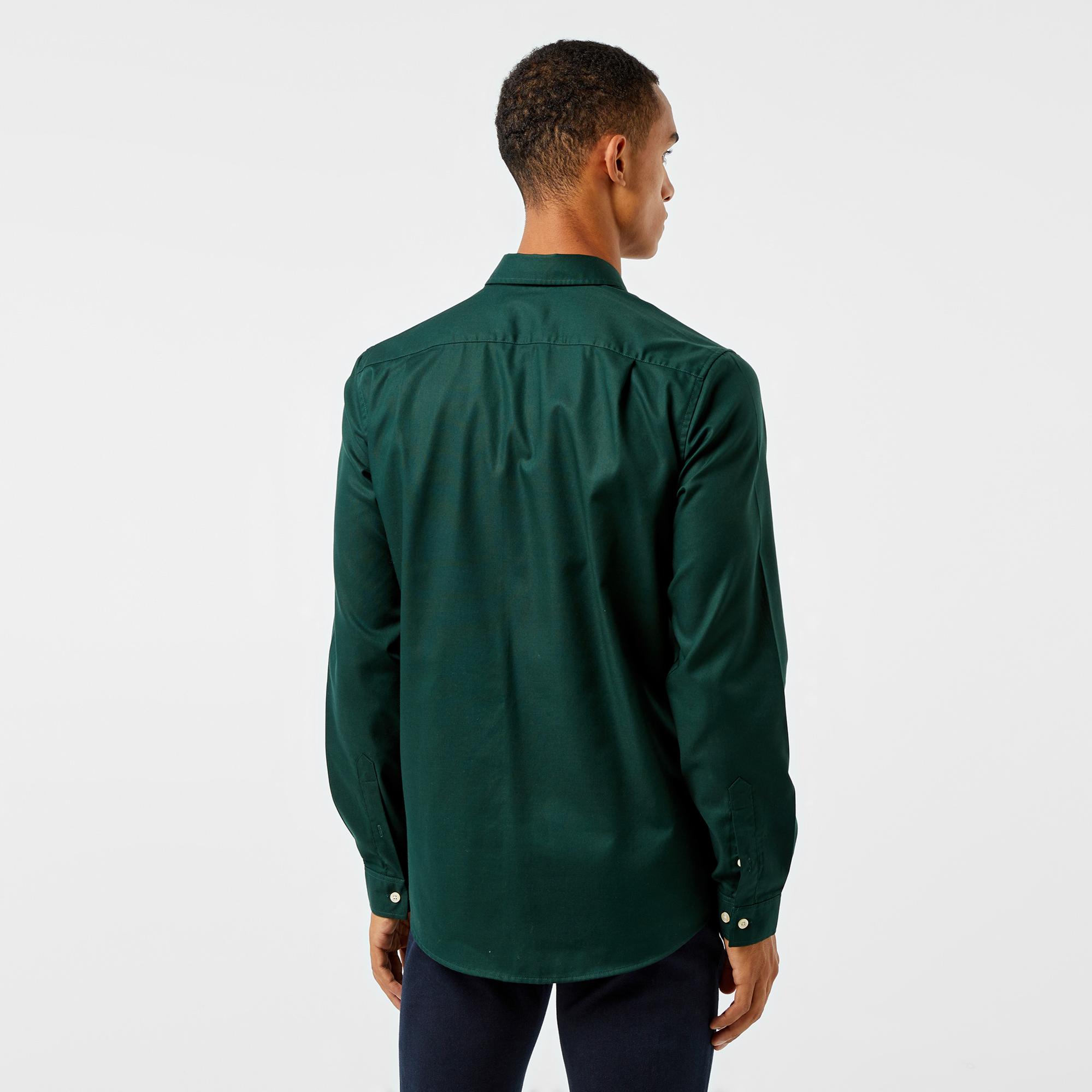 Lacoste Erkek Slim Fit Düğmeli Yaka Koyu Yeşil Gömlek