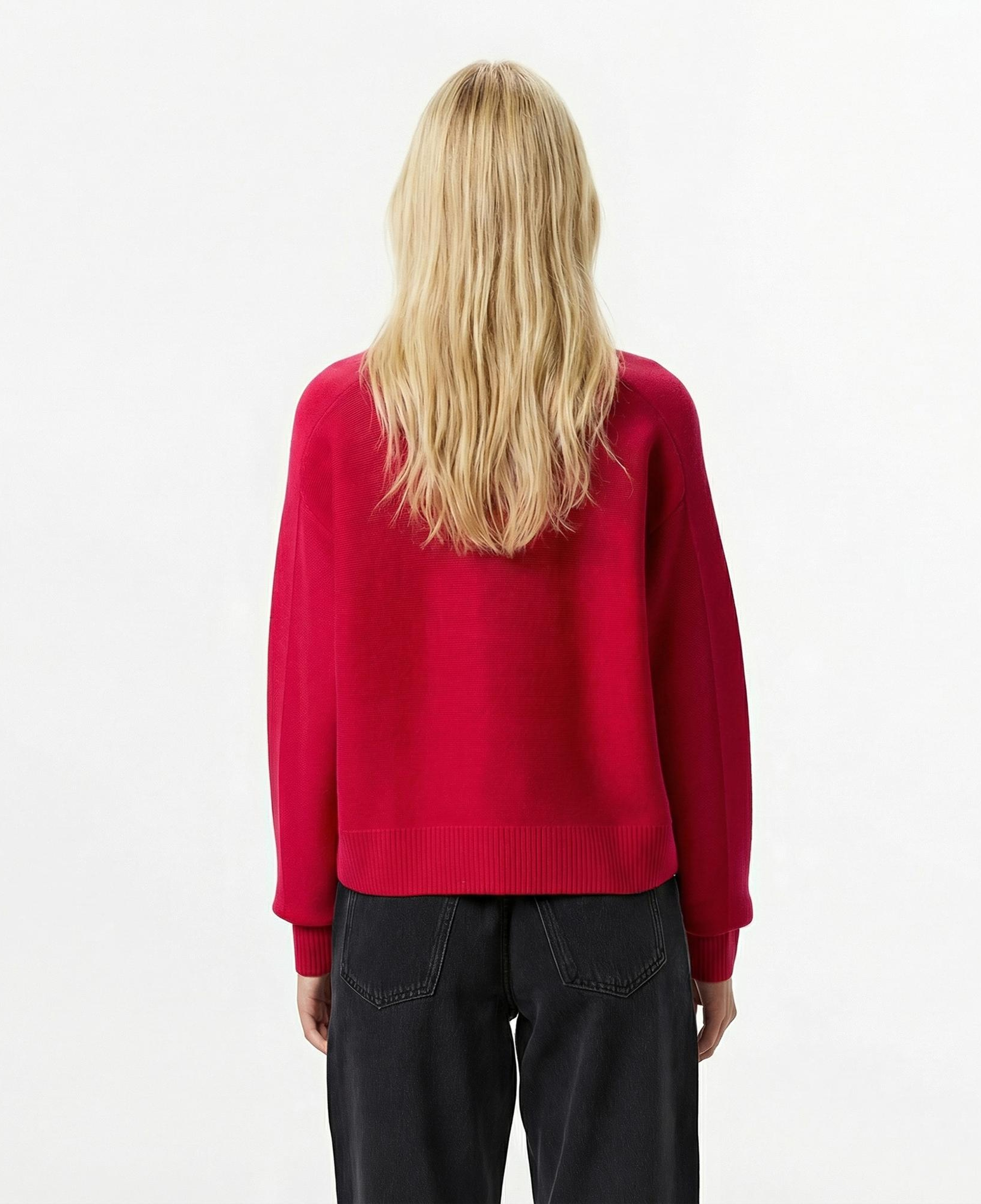 Lacoste Kadın Classic Fit Yarım Fermuarlı Kırmızı Kazak