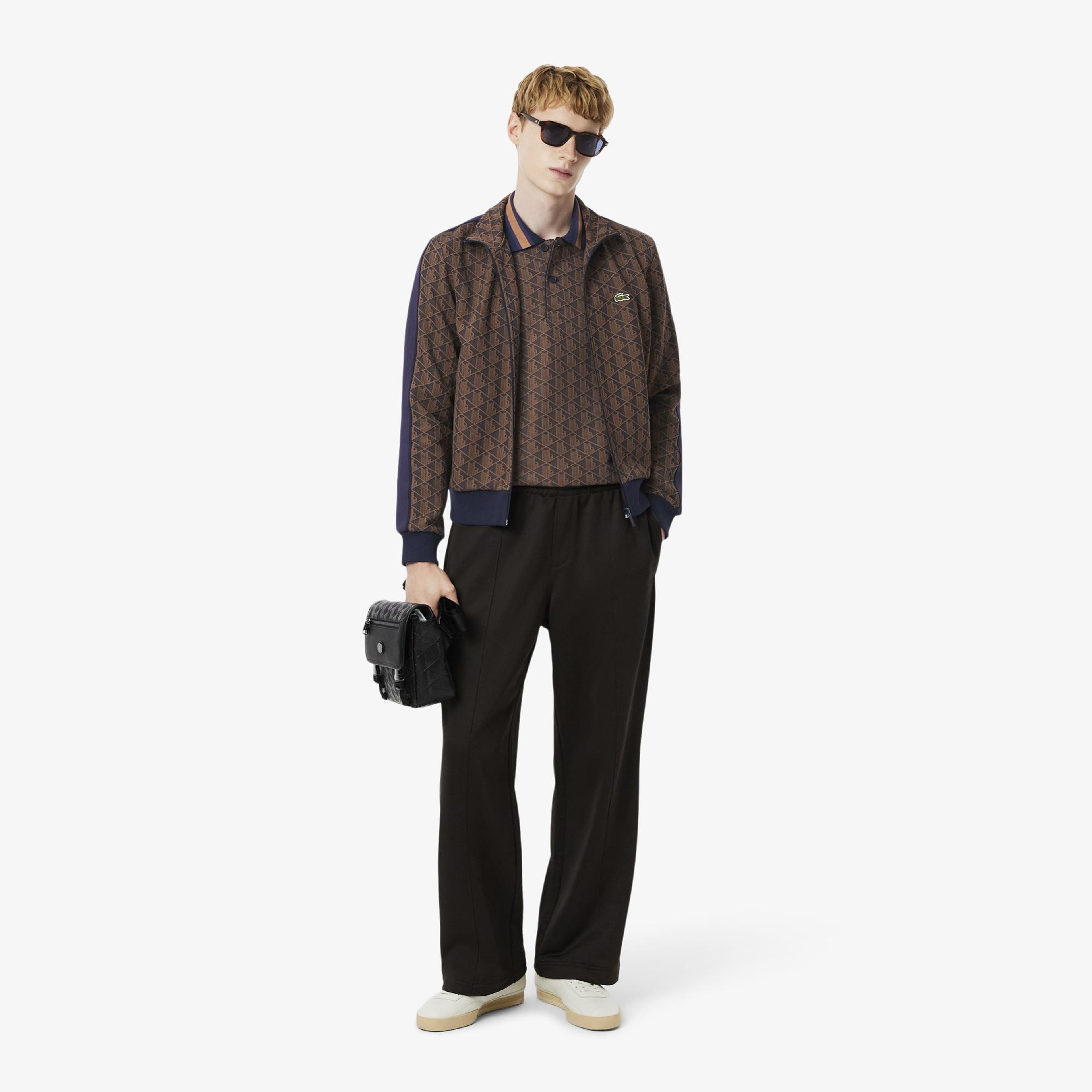 Lacoste Erkek Classic Fit Monogram Kahverengi Polo