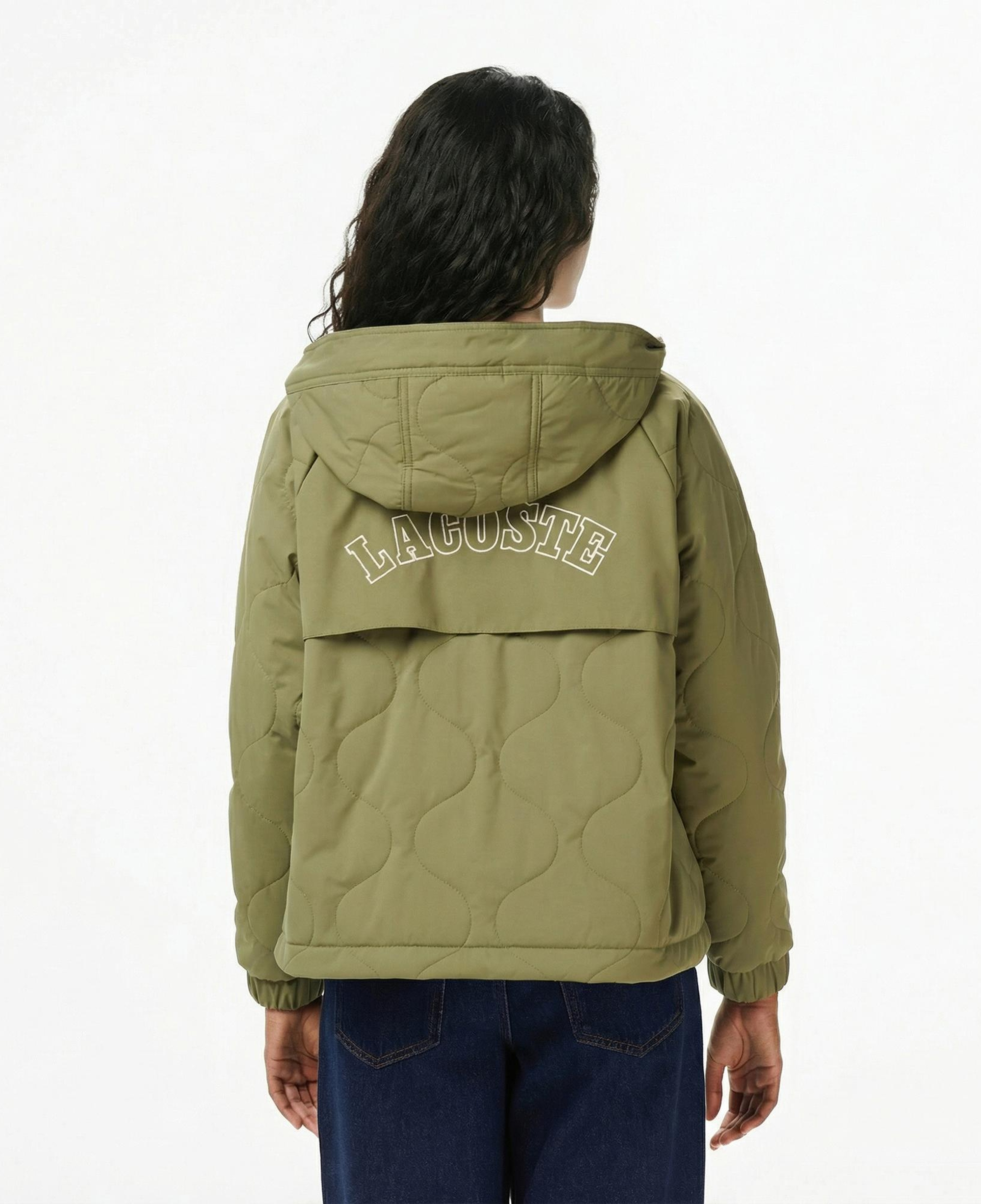 Lacoste Kadın Gömlek Yaka Baskılı Haki Ceket