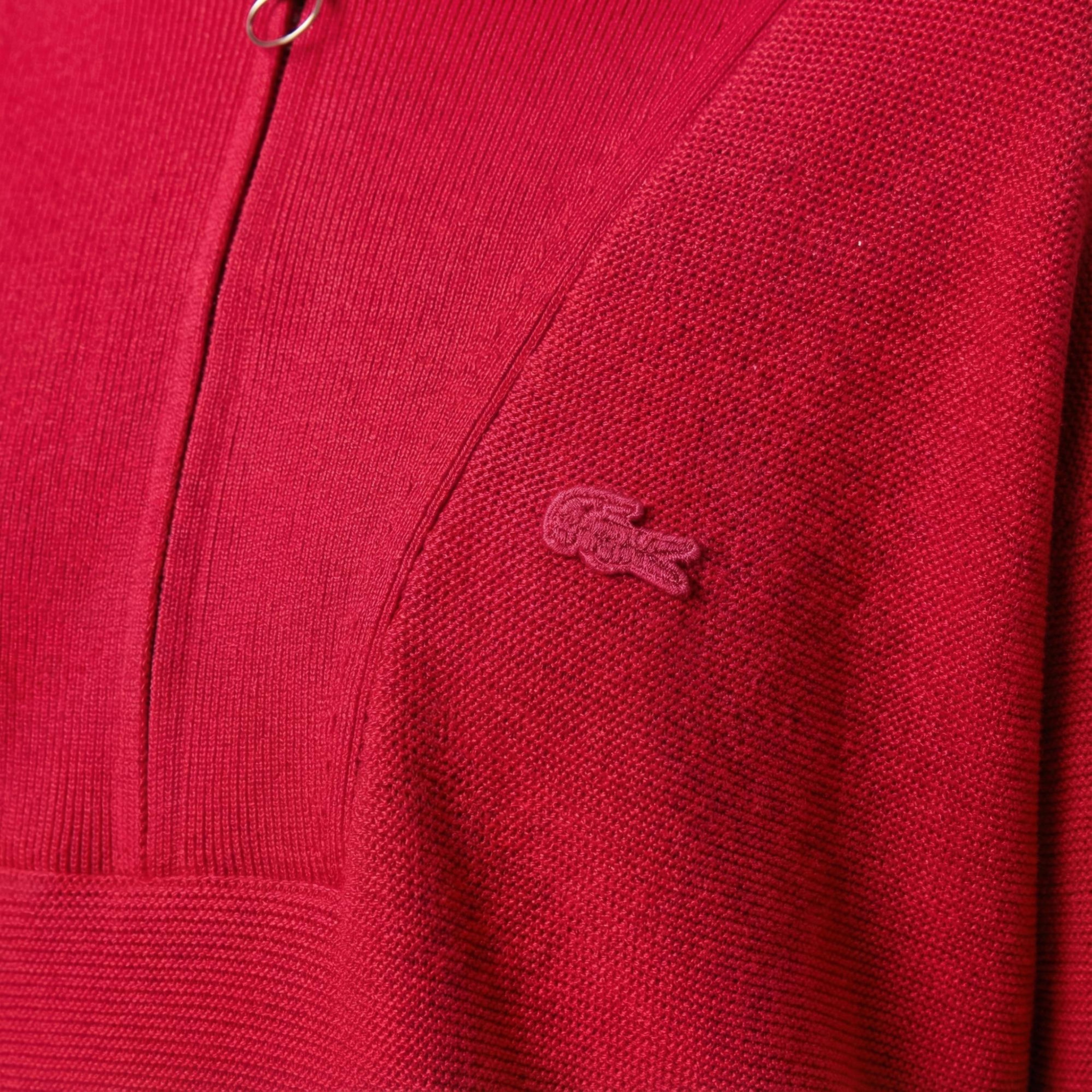 Lacoste Kadın Classic Fit Yarım Fermuarlı Kırmızı Kazak