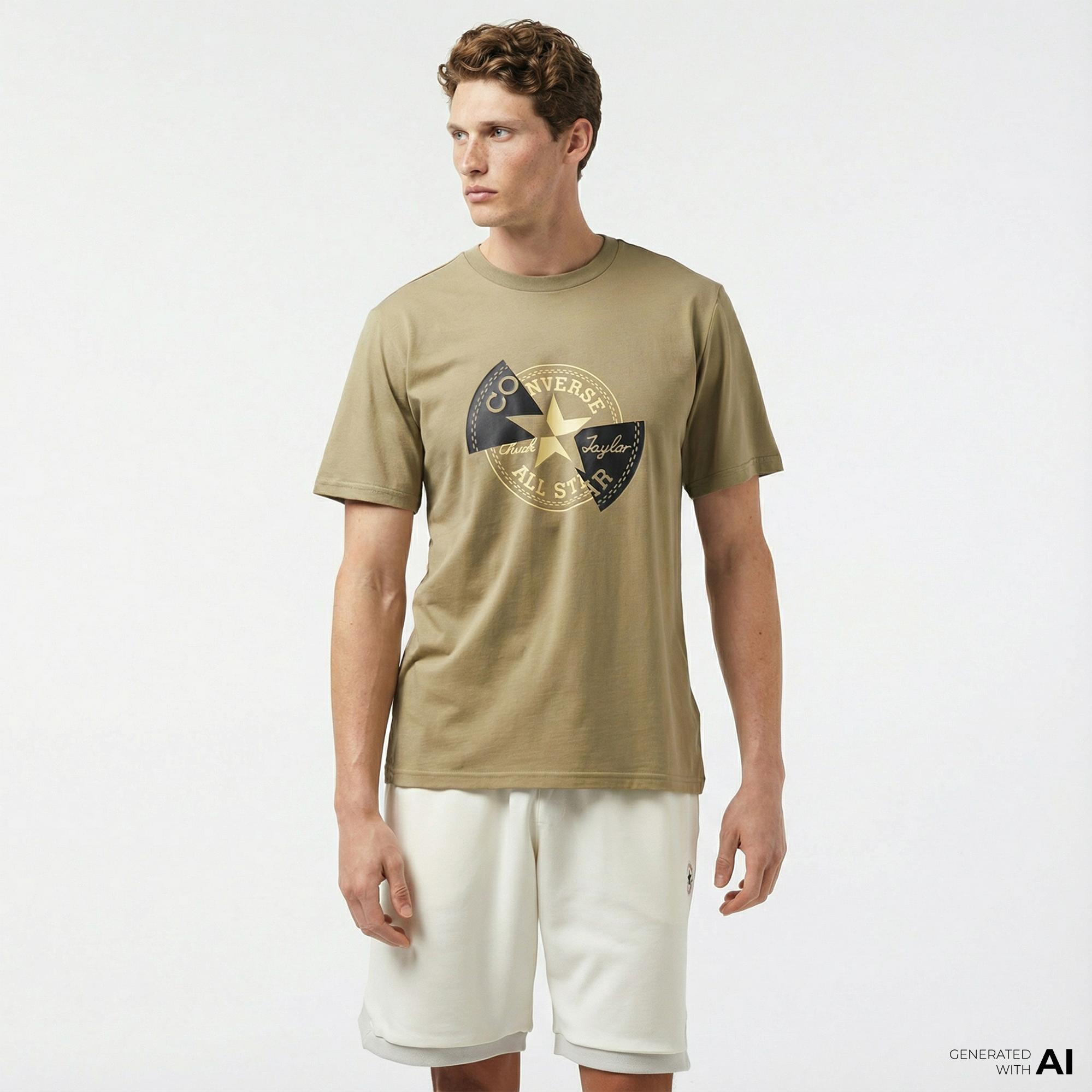 Converse Distorted Erkek Haki T-Shirt