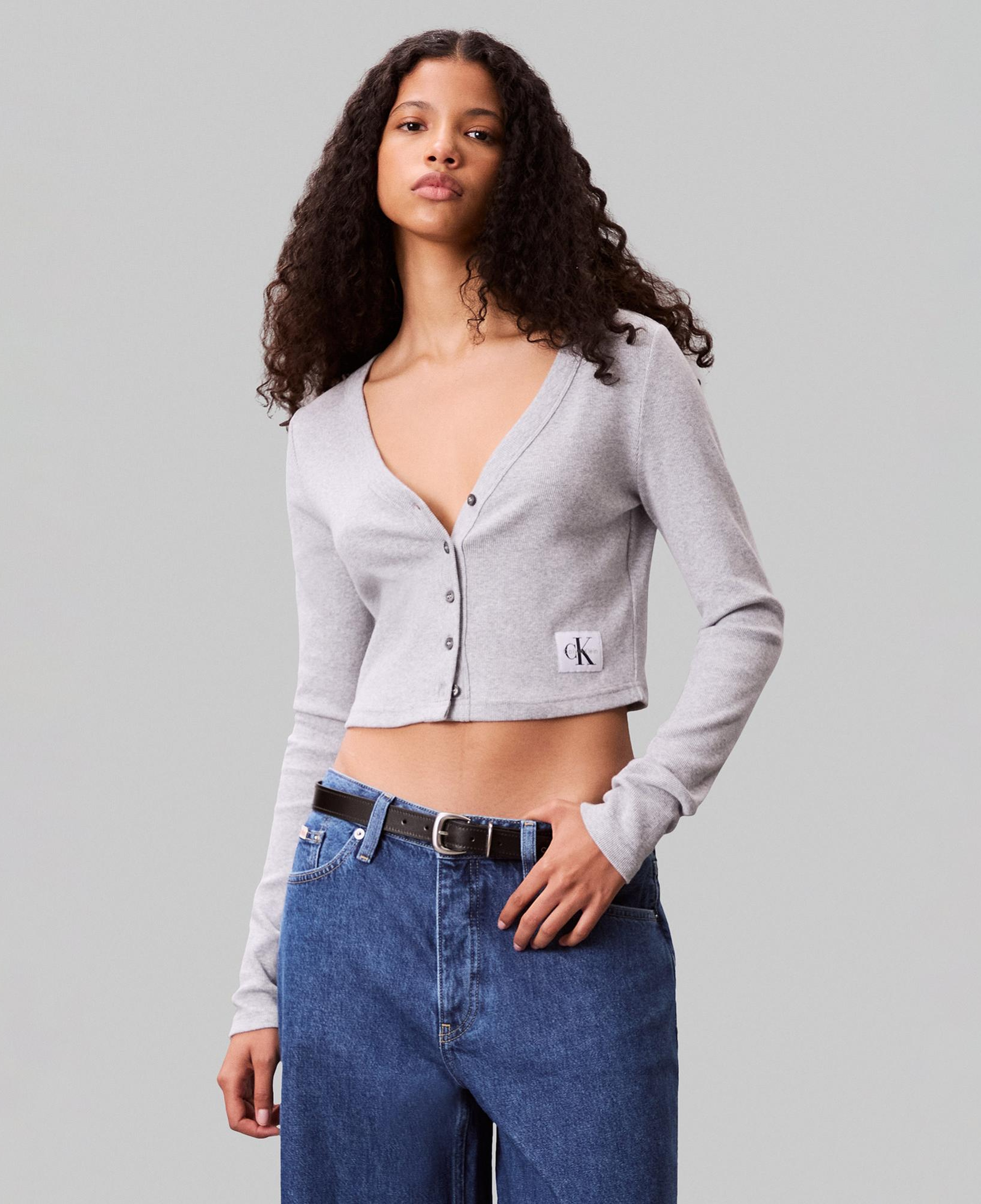 Calvin Klein Woven Label Kadın Gri Triko