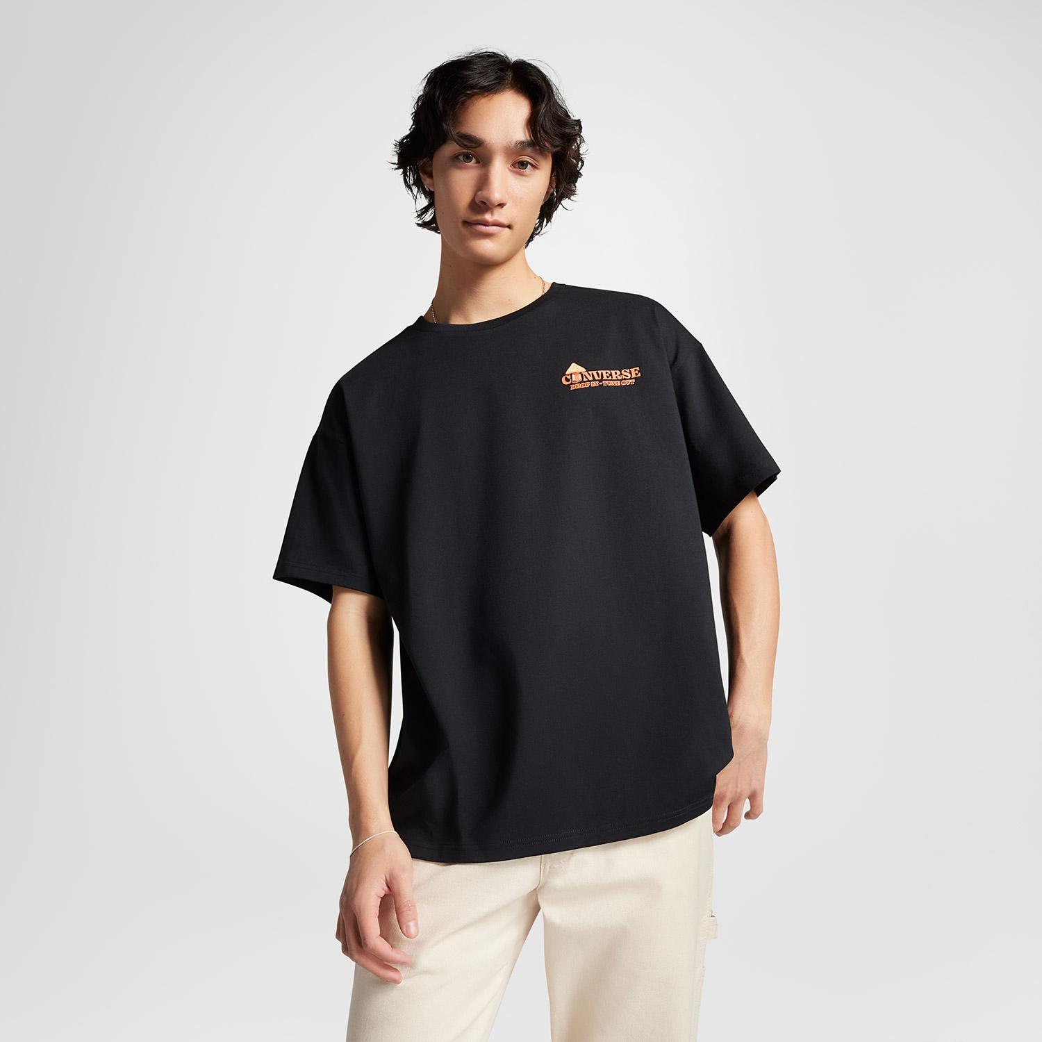 Converse Mushroom Cottage Loose Fit Erkek Siyah T-Shirt