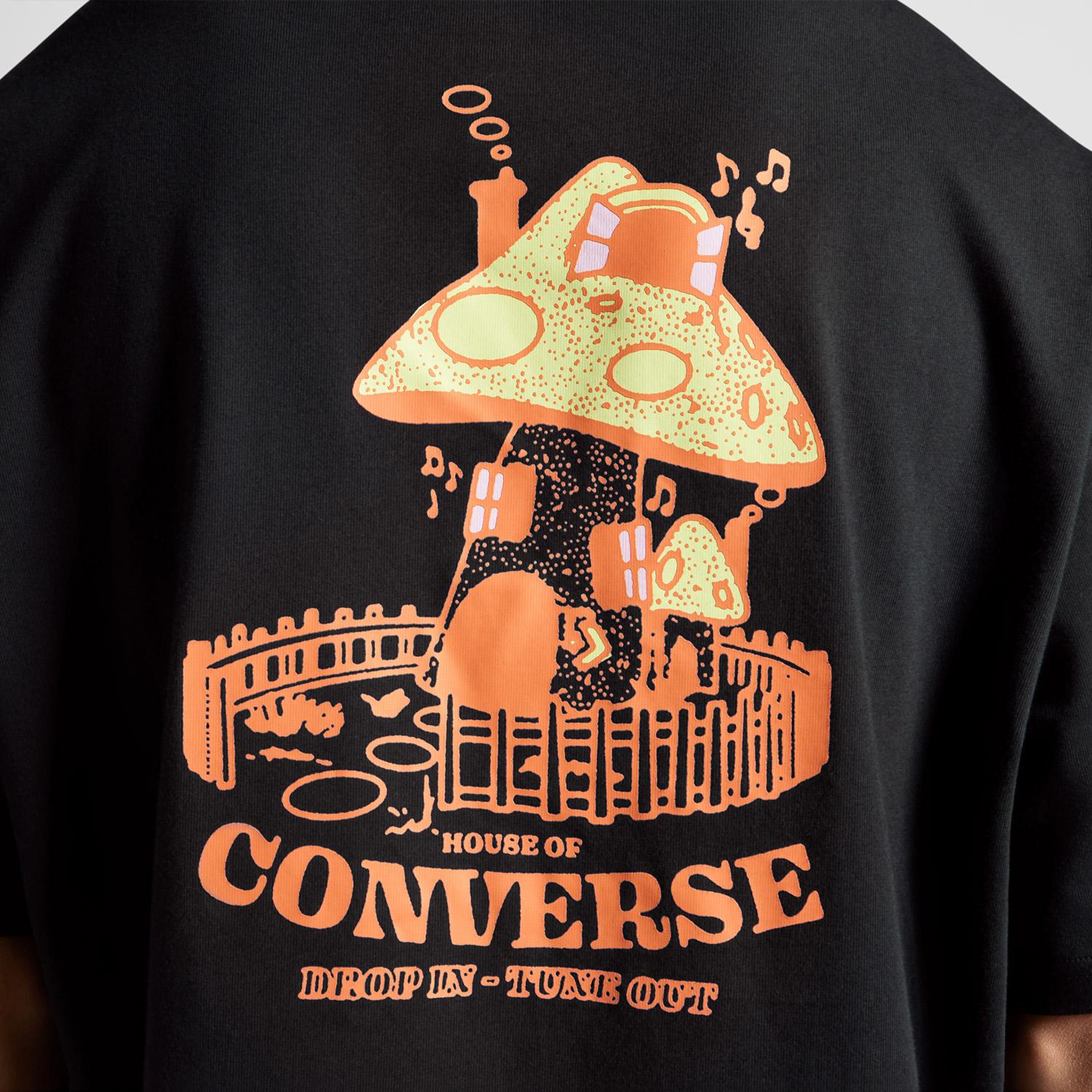 Converse Mushroom Cottage Loose Fit Erkek Siyah T-Shirt