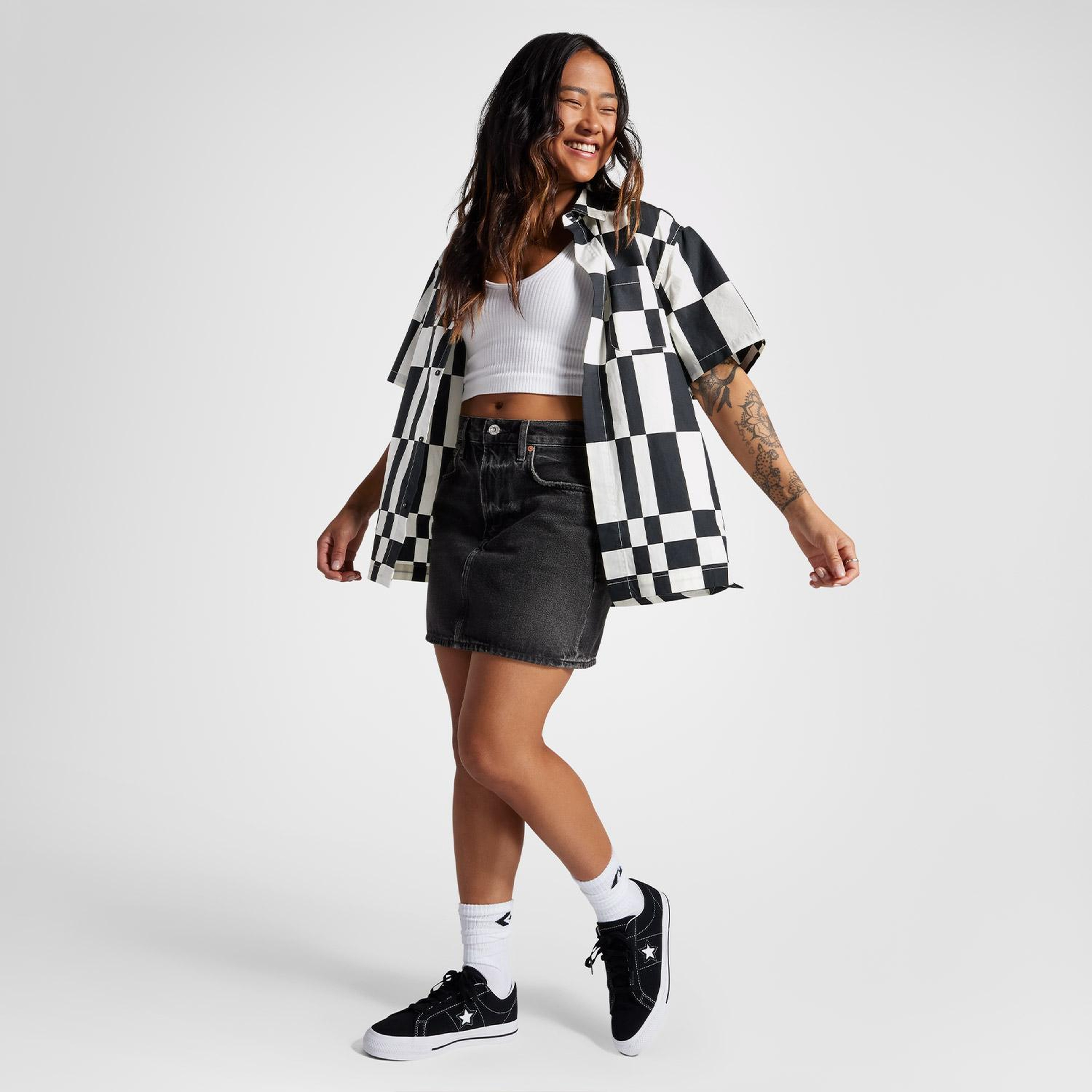 Converse Desenli Kadın Renkli Gömlek