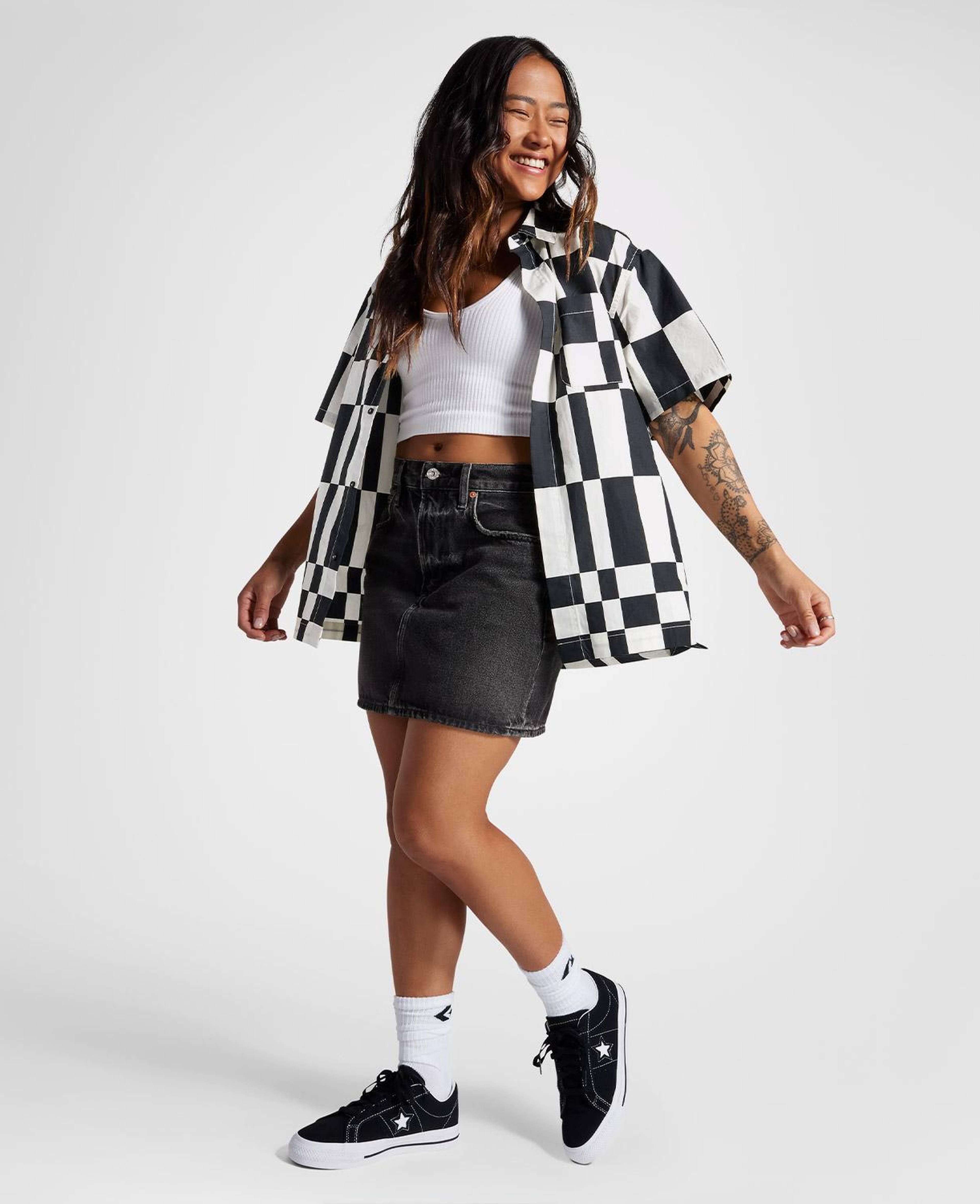 Converse Desenli Kadın Renkli Gömlek