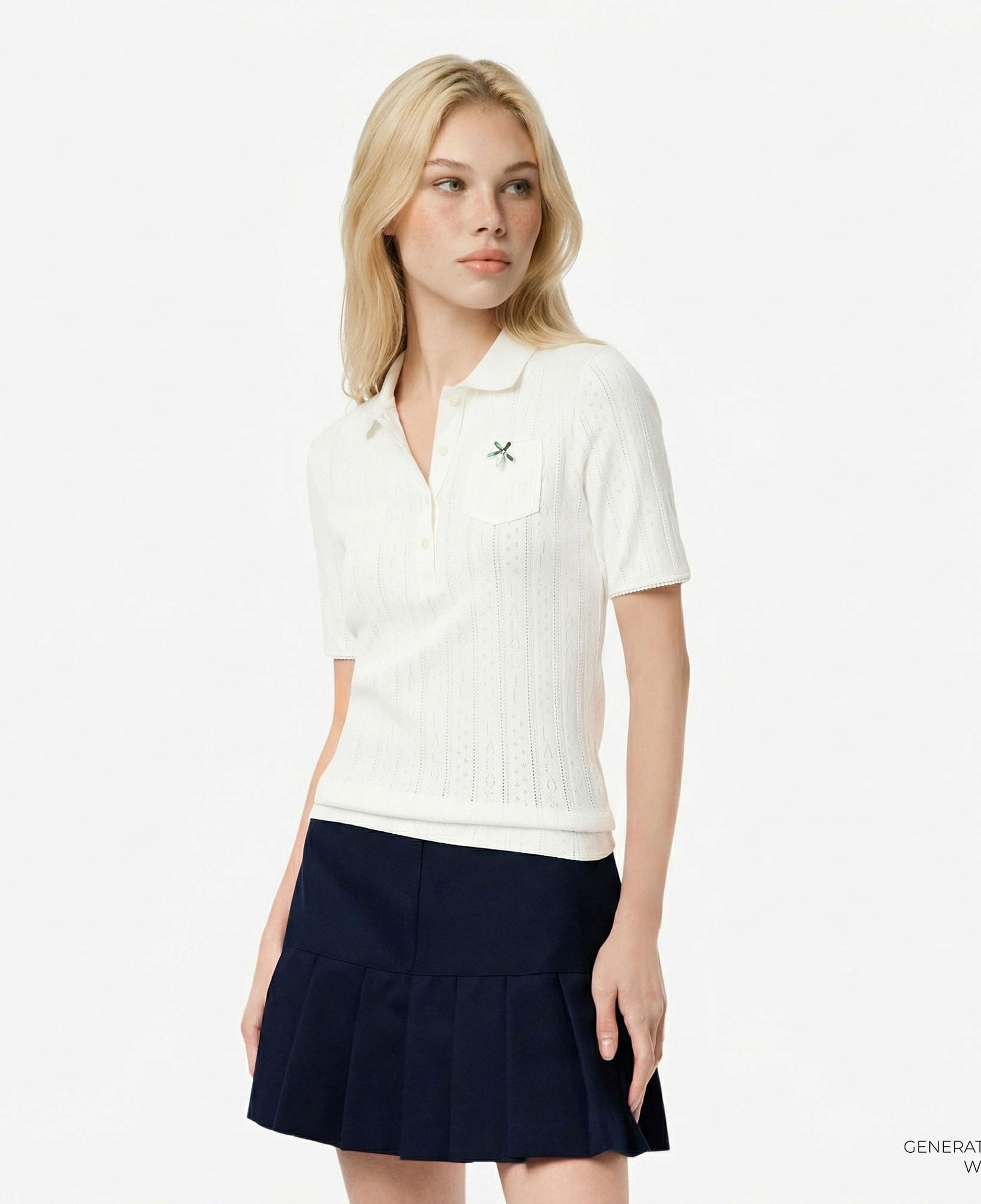 Lacoste L.12.D Kadın Slim Fit Beyaz Polo