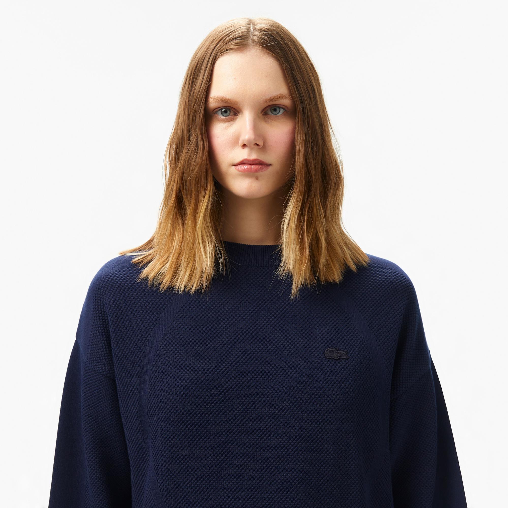 Lacoste Kadın Bisiklet Yaka Lacivert Triko