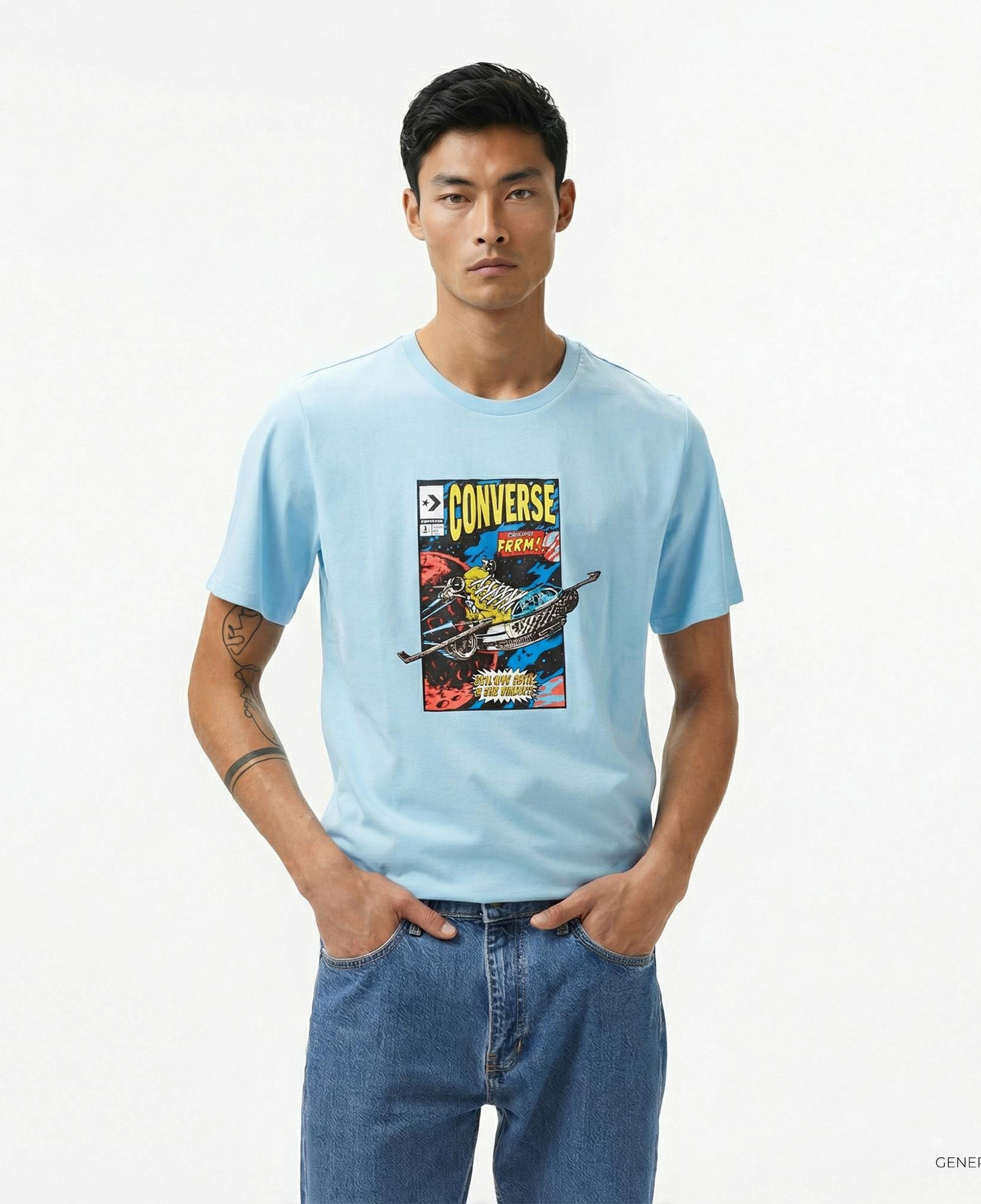 Converse Comic Cover Erkek Mavi T-Shirt
