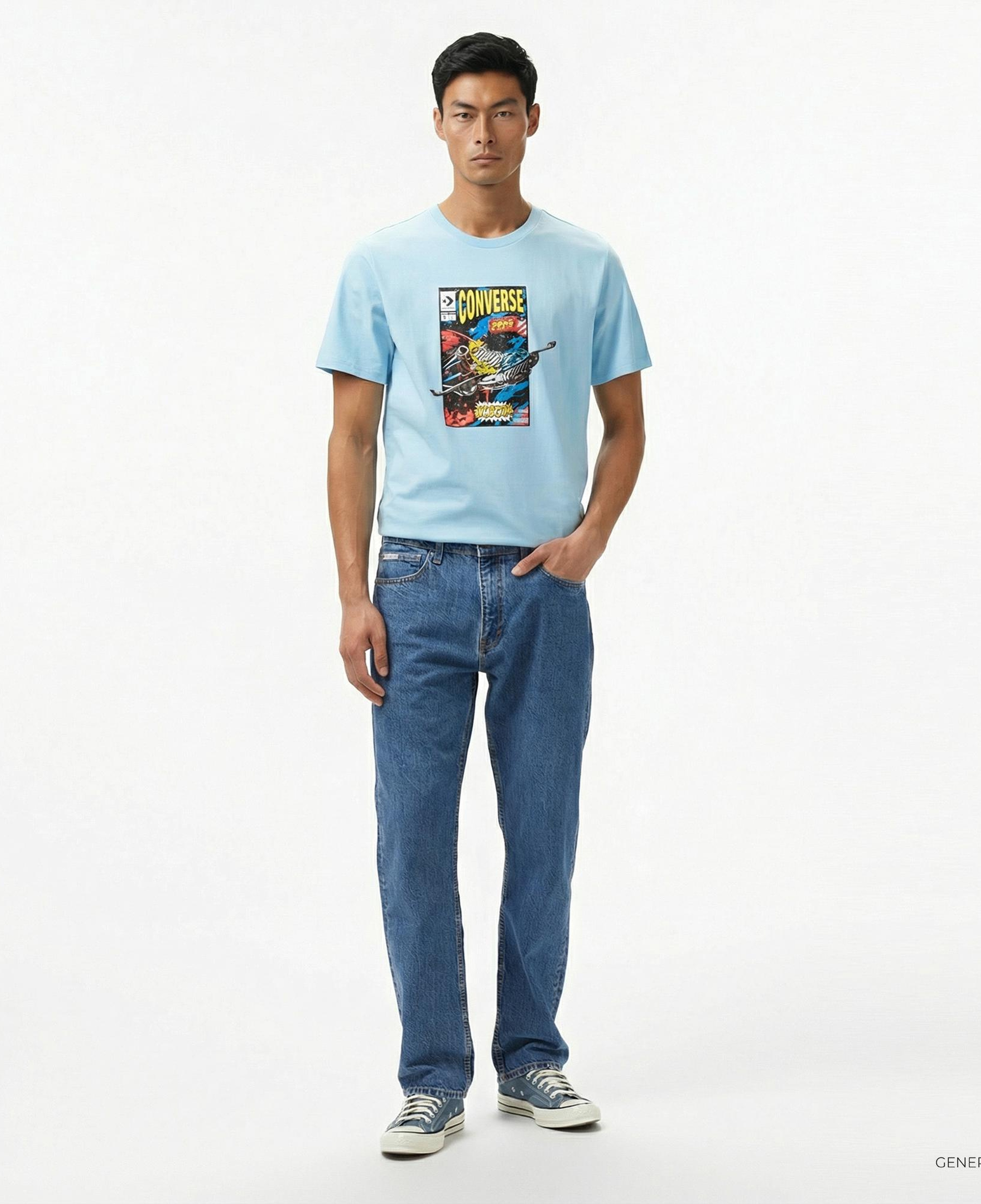 Converse Comic Cover Erkek Mavi T-Shirt