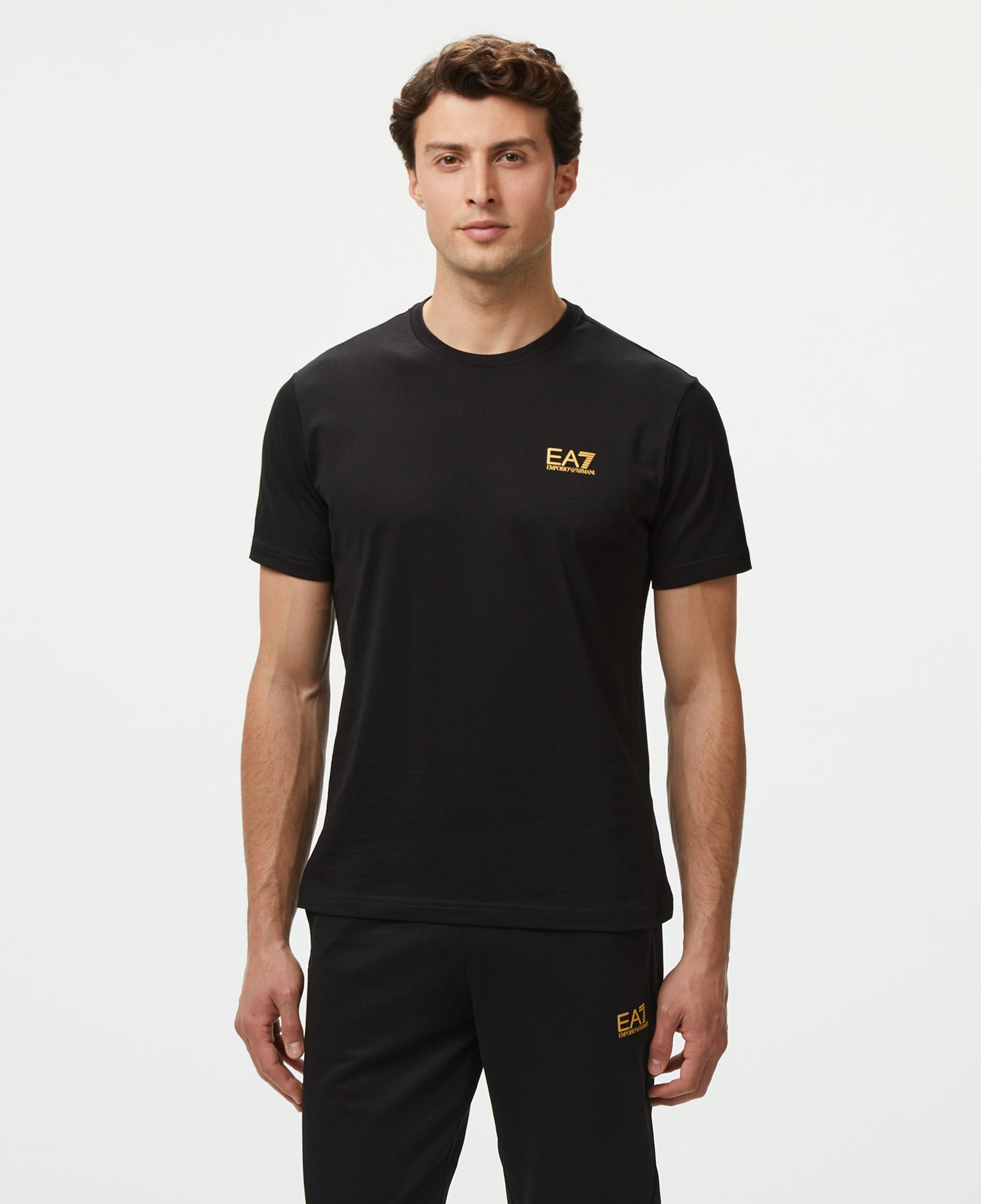 EA7 Erkek Siyah Bisiklet Yaka T-Shirt