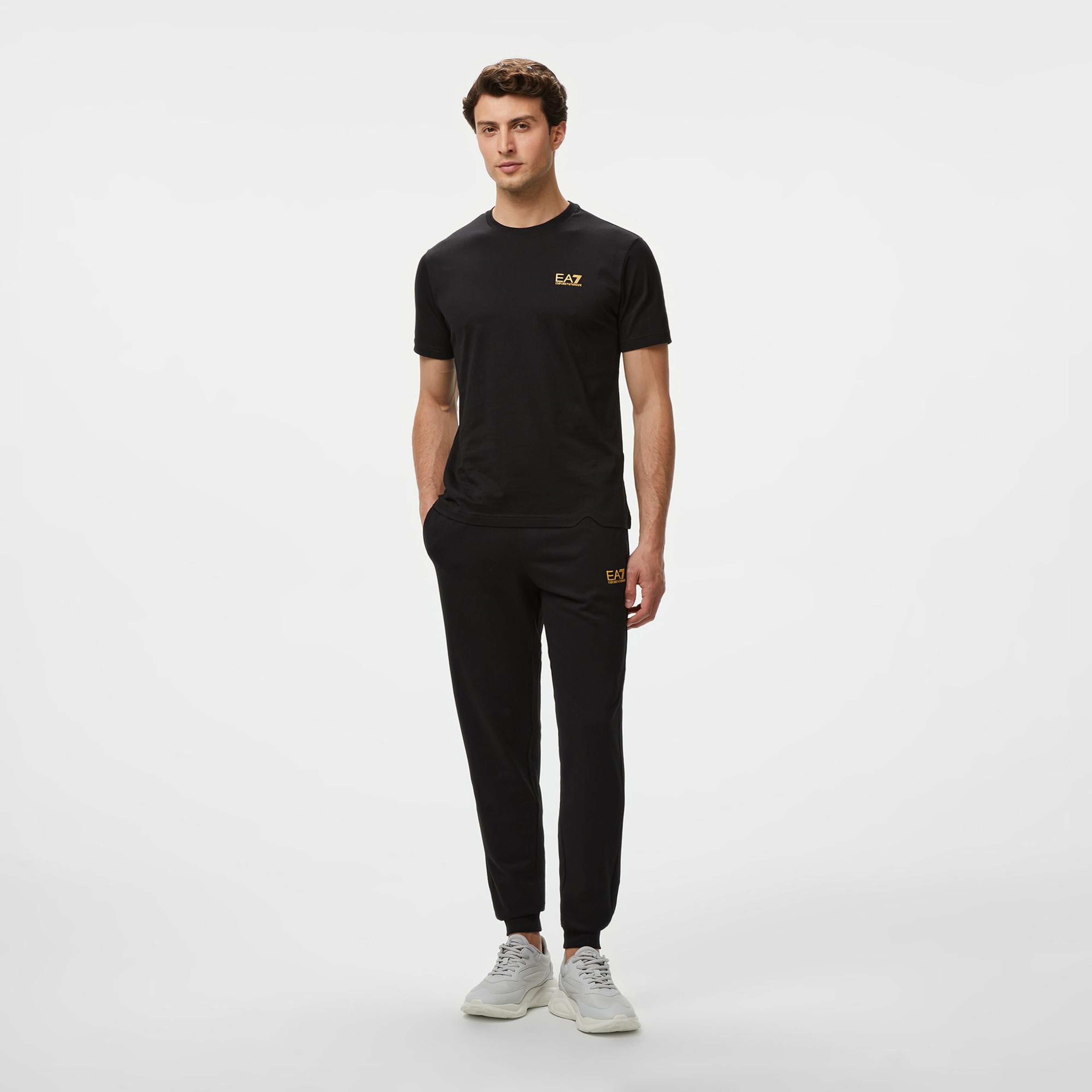 EA7 Erkek Siyah Bisiklet Yaka T-Shirt