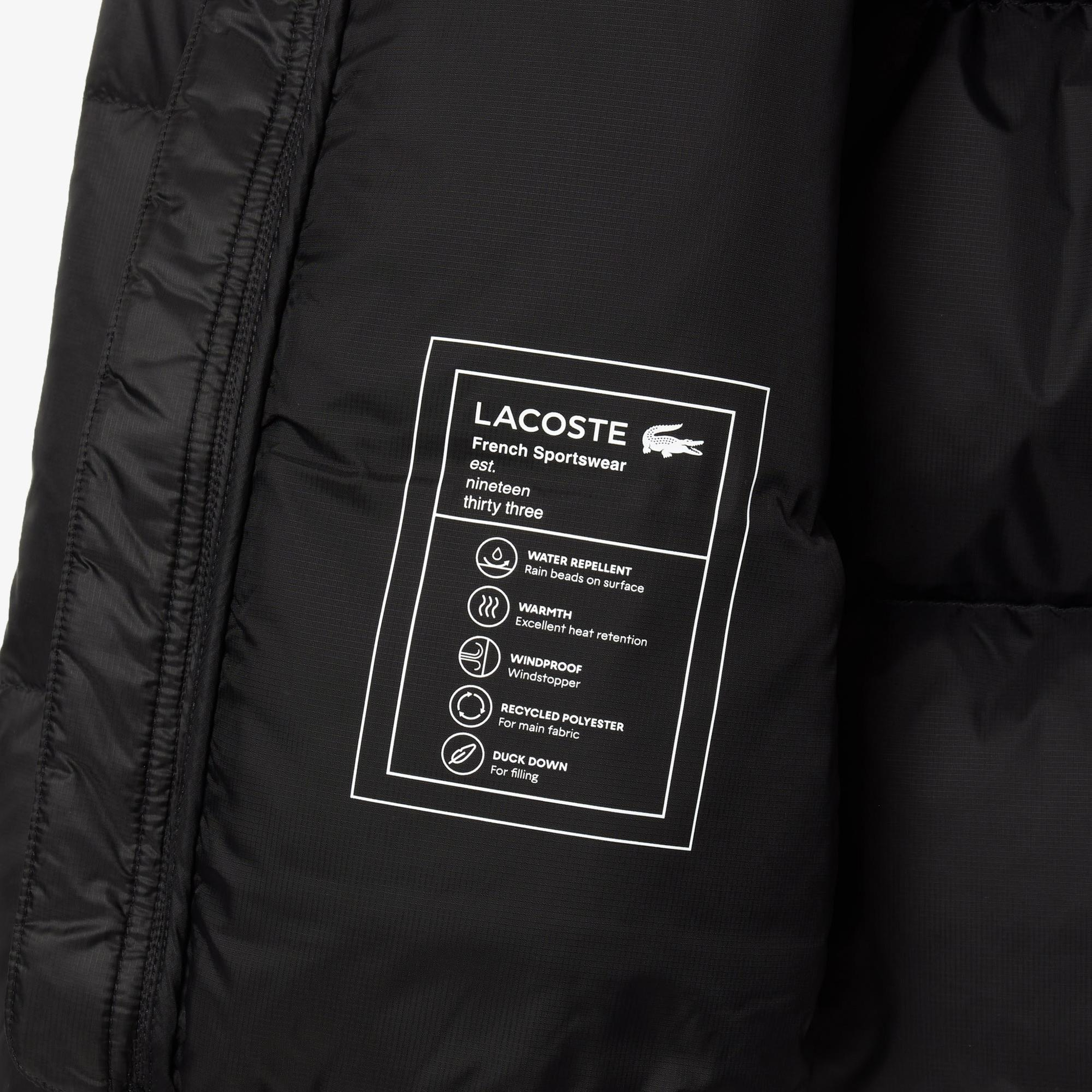 Lacoste Erkek Relaxed Fit Kapüşonlu Siyah Şişme Mont