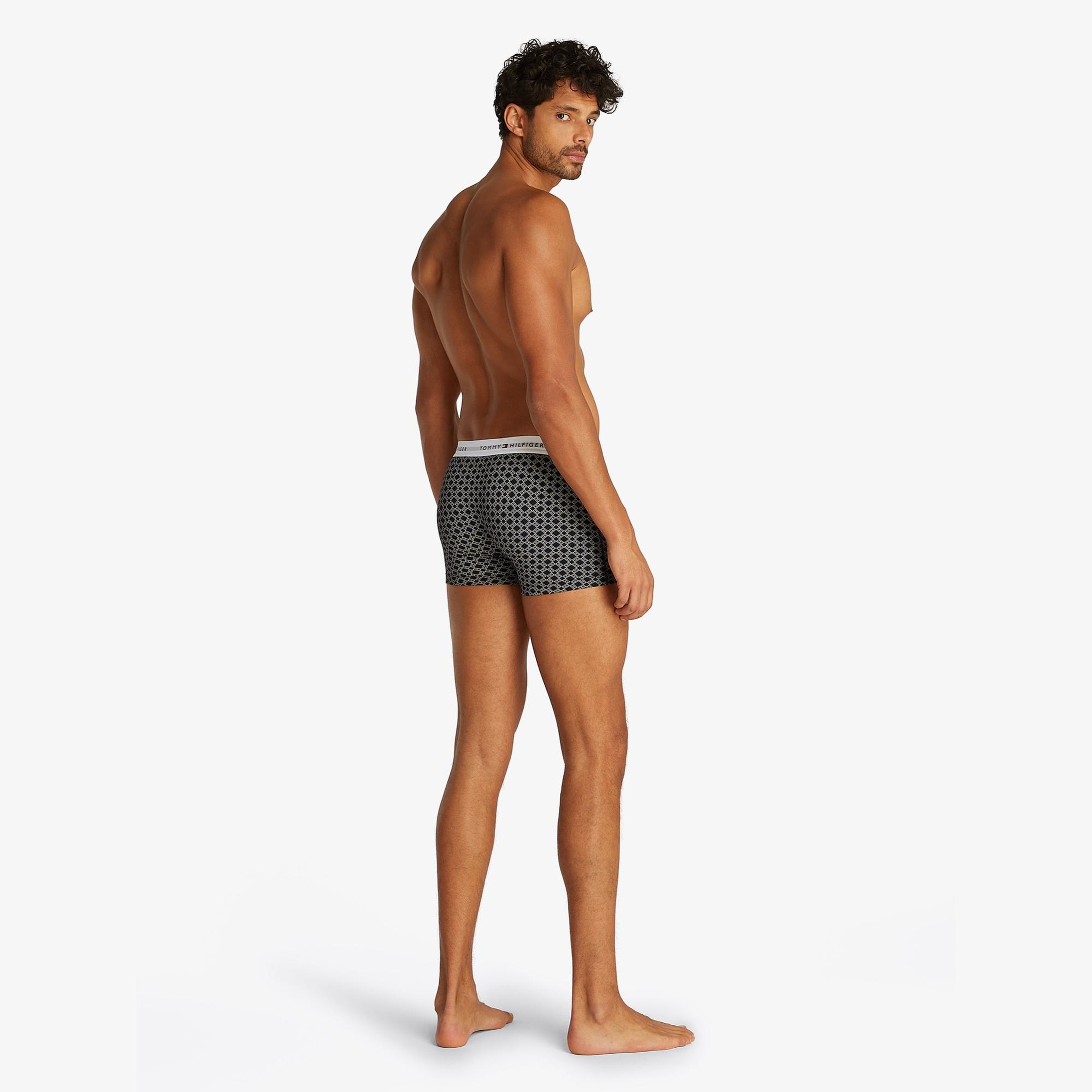 Tommy Hilfiger 3'lü Trunk Print Erkek Gri Boxer