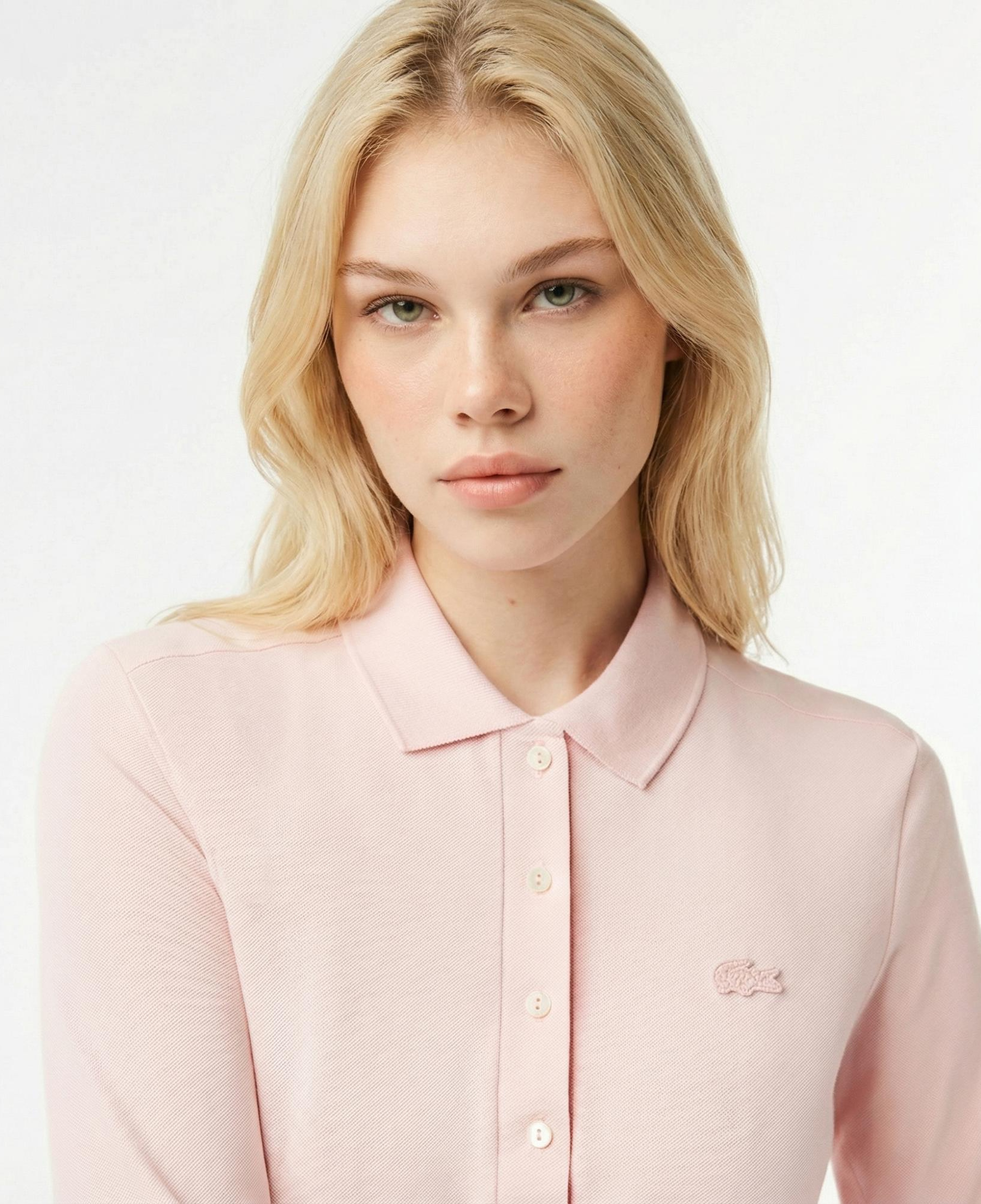 Lacoste Kadın Slim Fit Uzun Kollu Pembe Polo