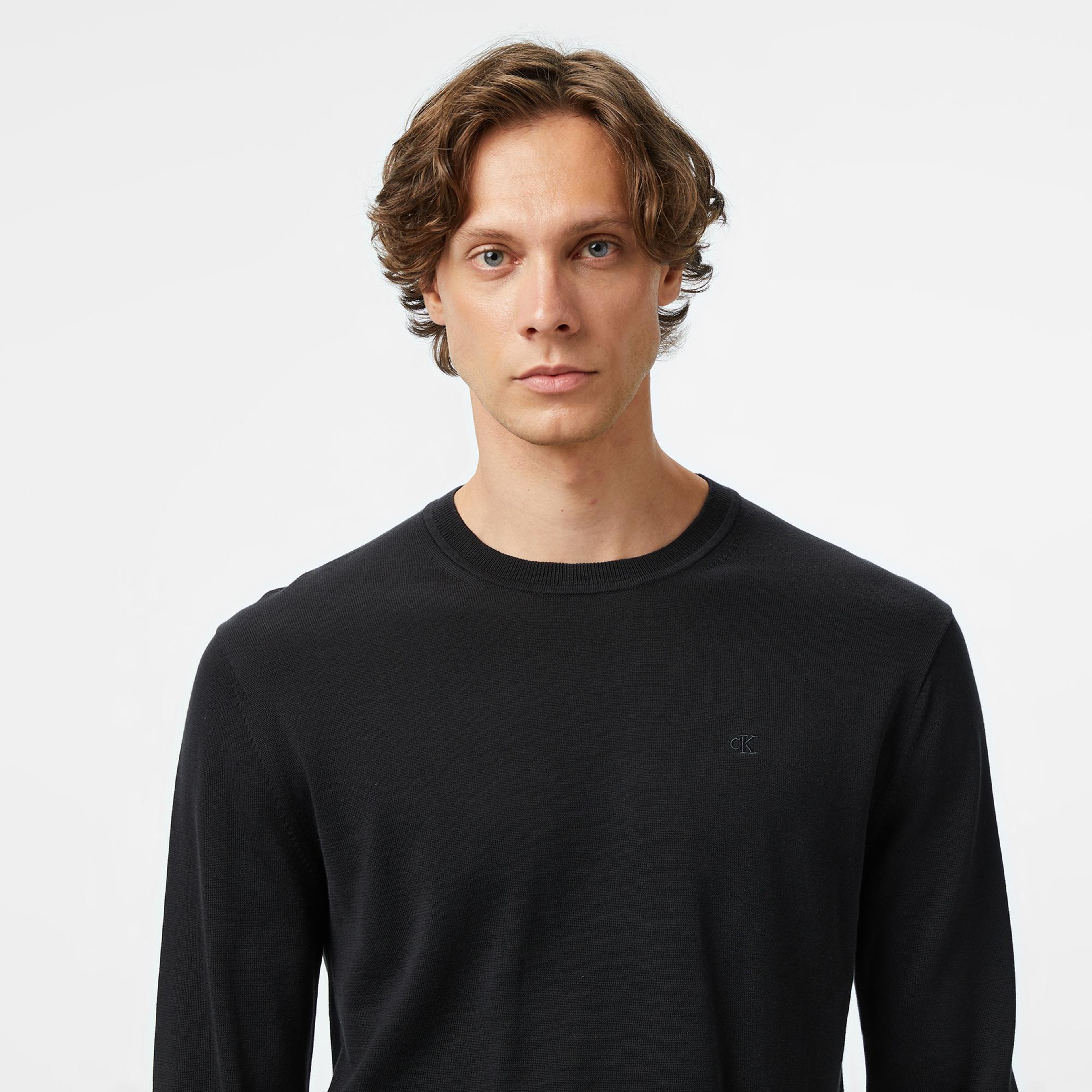 Calvin Klein Supima Cotton Crew Erkek Siyah Triko