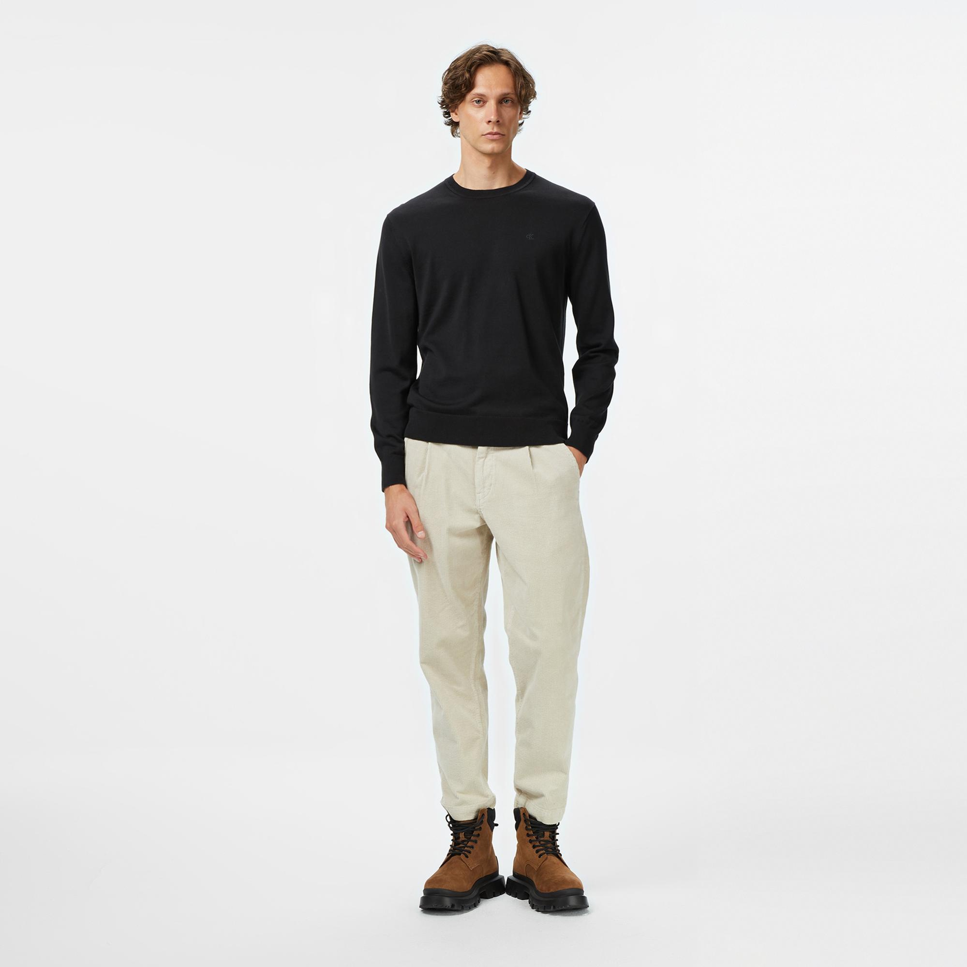 Calvin Klein Supima Cotton Crew Erkek Siyah Triko