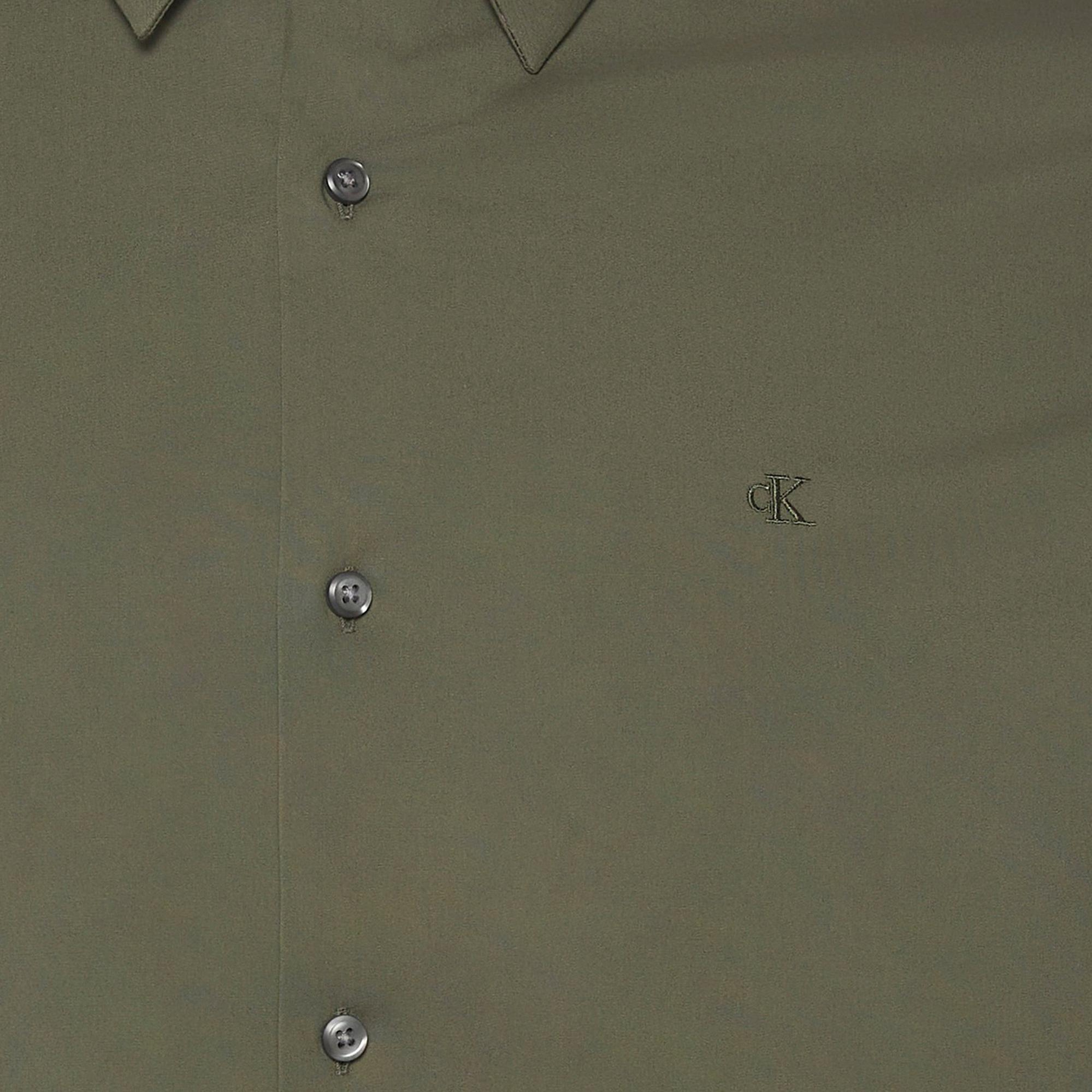 Calvin Klein Solid Stretch Classic Erkek Haki Gömlek