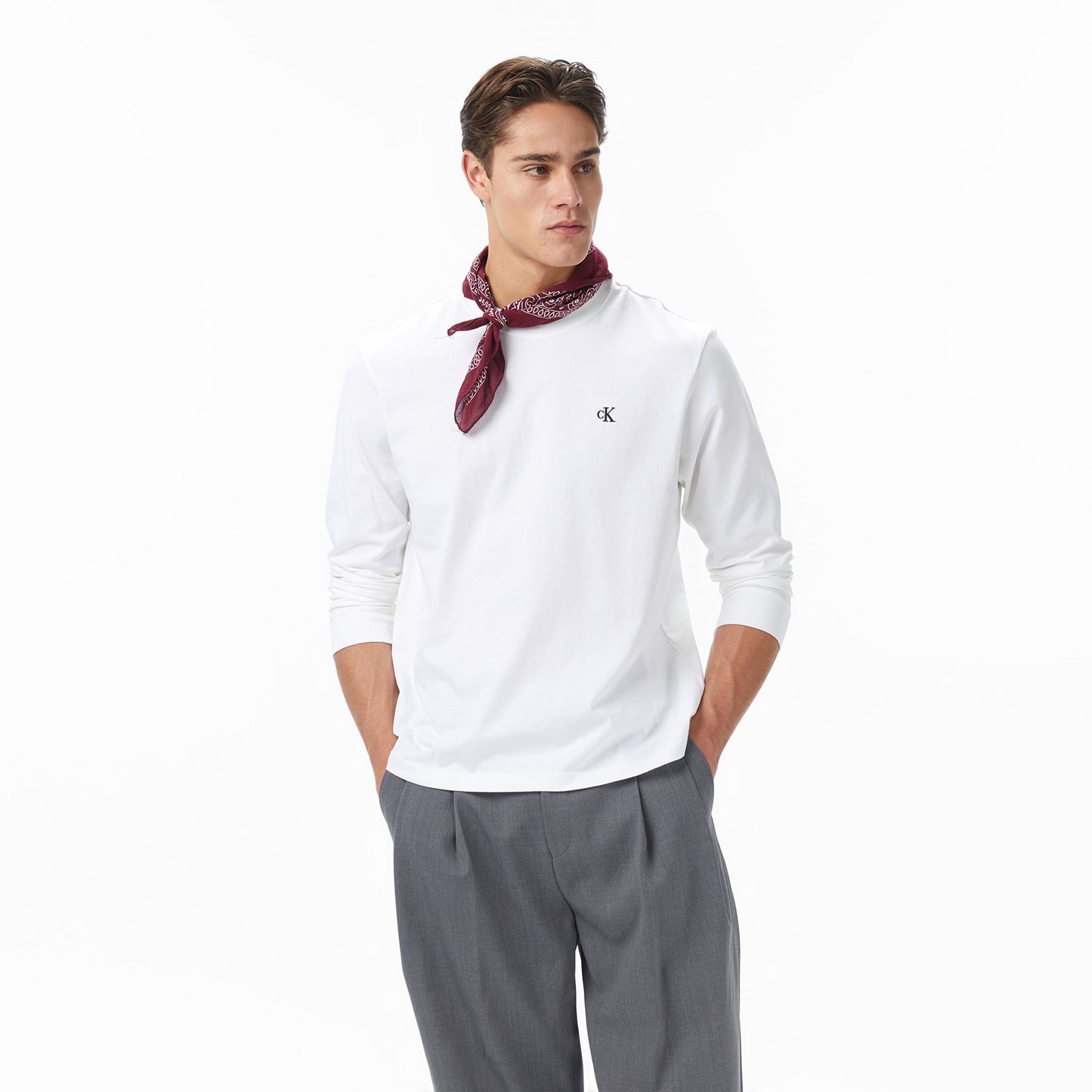 Calvin Klein Easy Monogram Erkek Beyaz T-Shirt