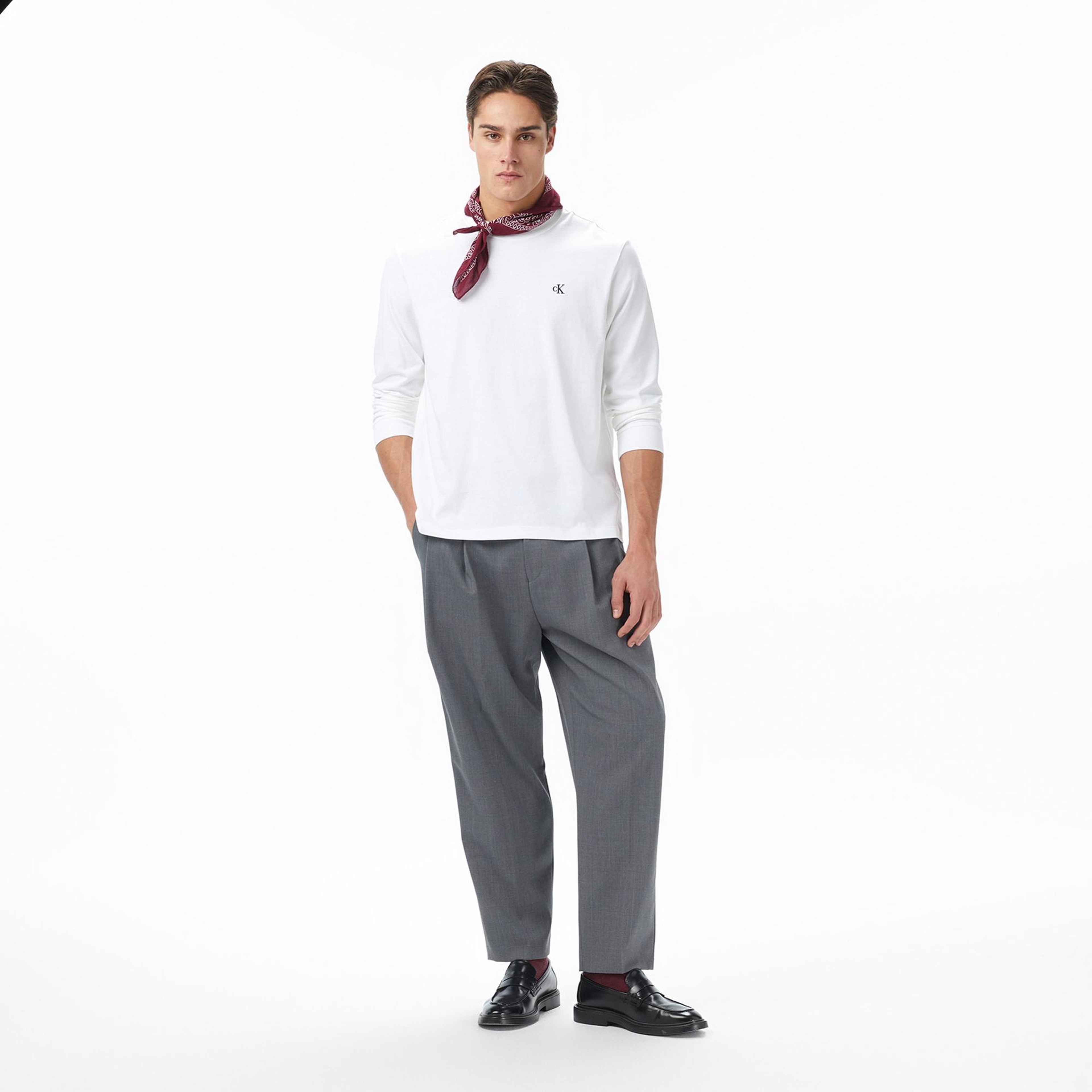 Calvin Klein Easy Monogram Erkek Beyaz T-Shirt