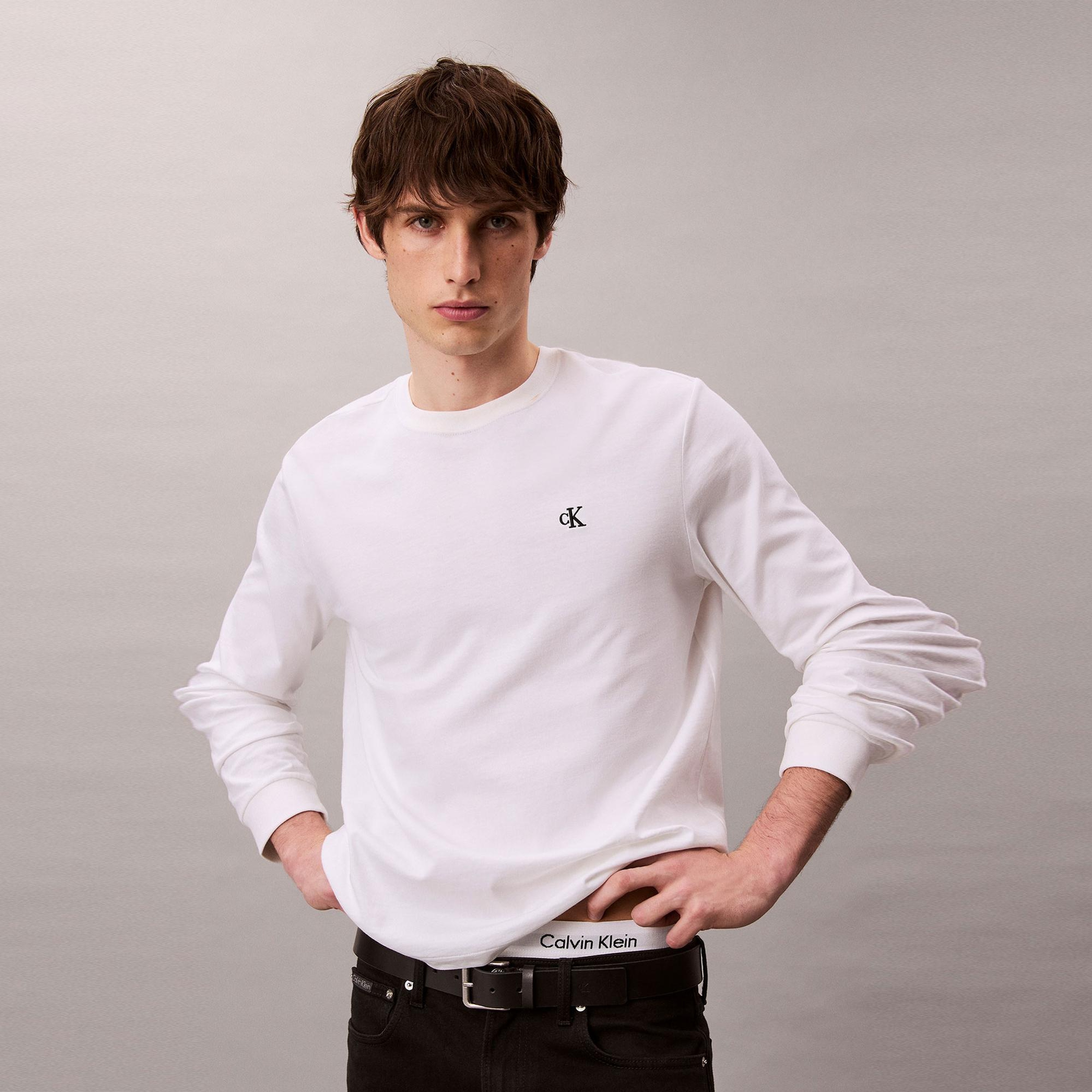 Calvin Klein Easy Monogram Erkek Beyaz T-Shirt