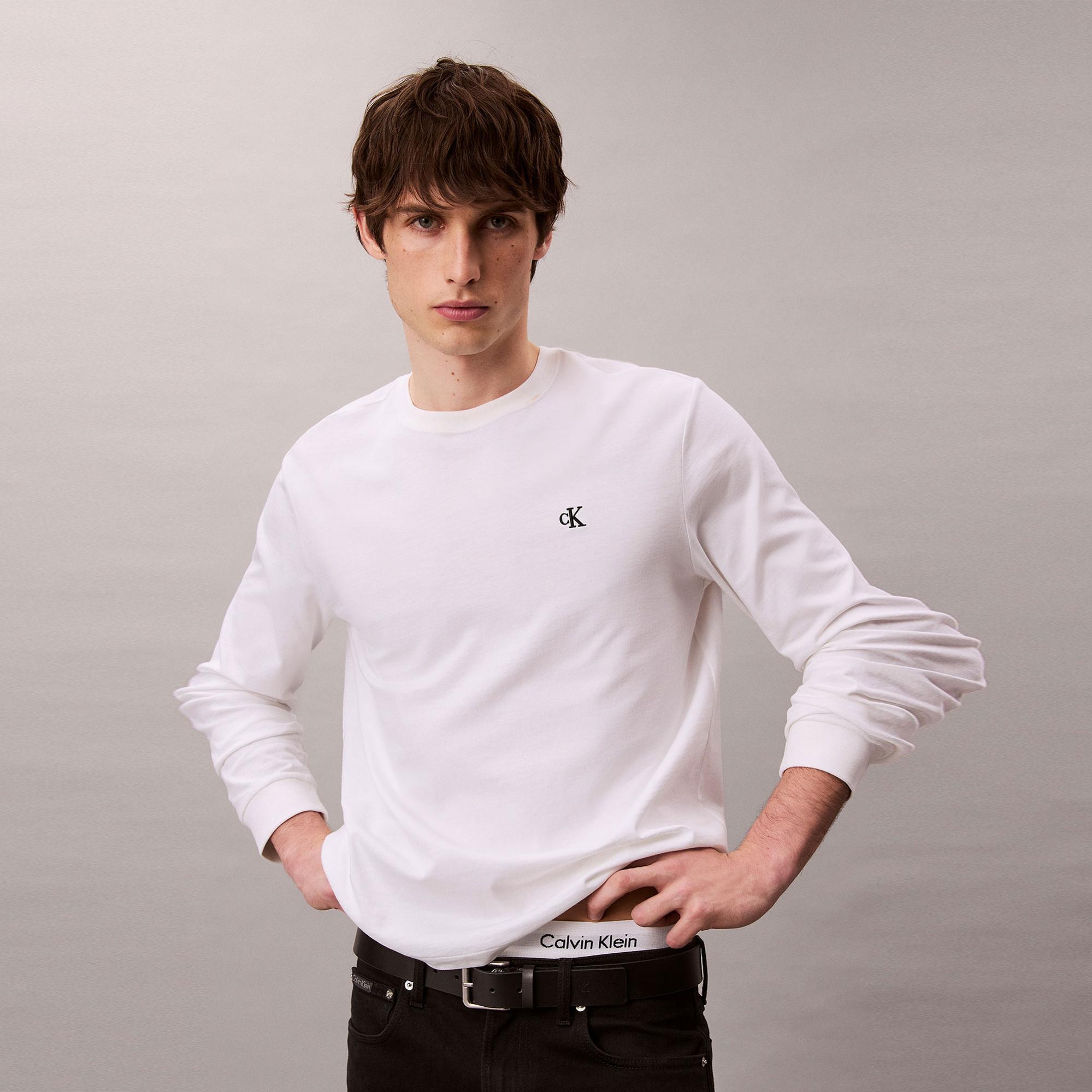 Calvin Klein Easy Monogram Erkek Beyaz T-Shirt