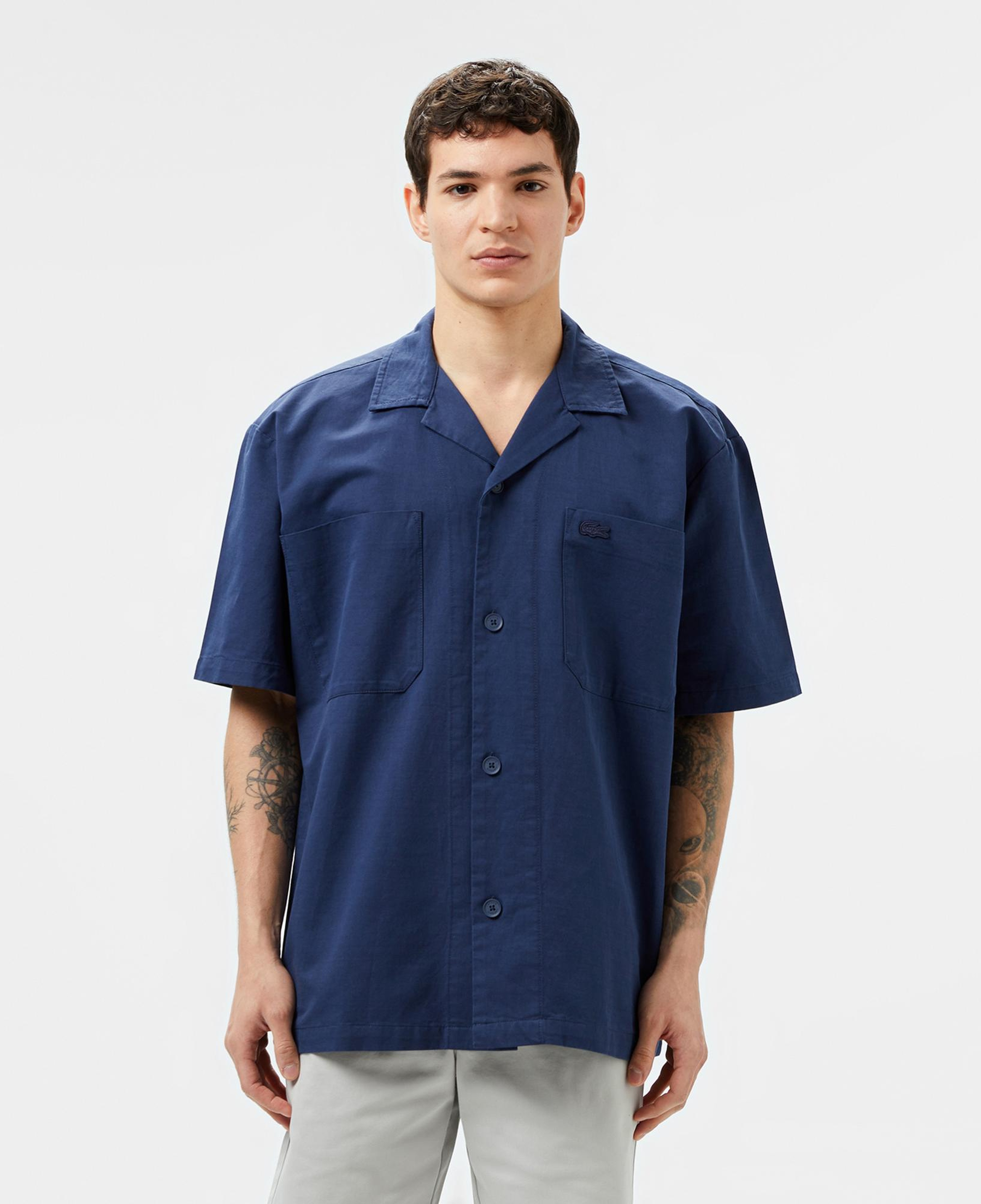 Lacoste Erkek Relaxed Fit Kısa Kollu Lacivert Gömlek