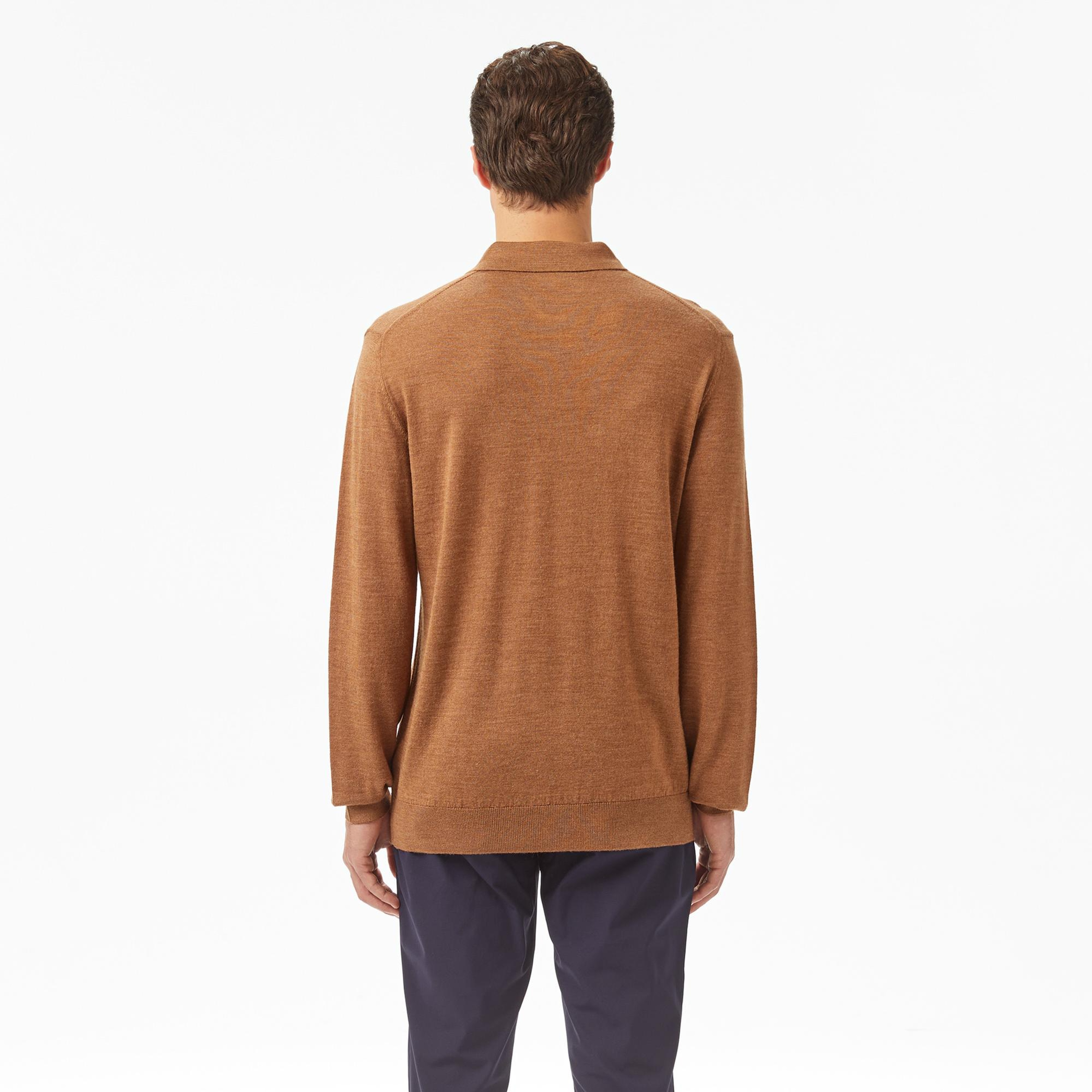 Lacoste Erkek Classic Fit Polo Yaka Kahverengi Kazak