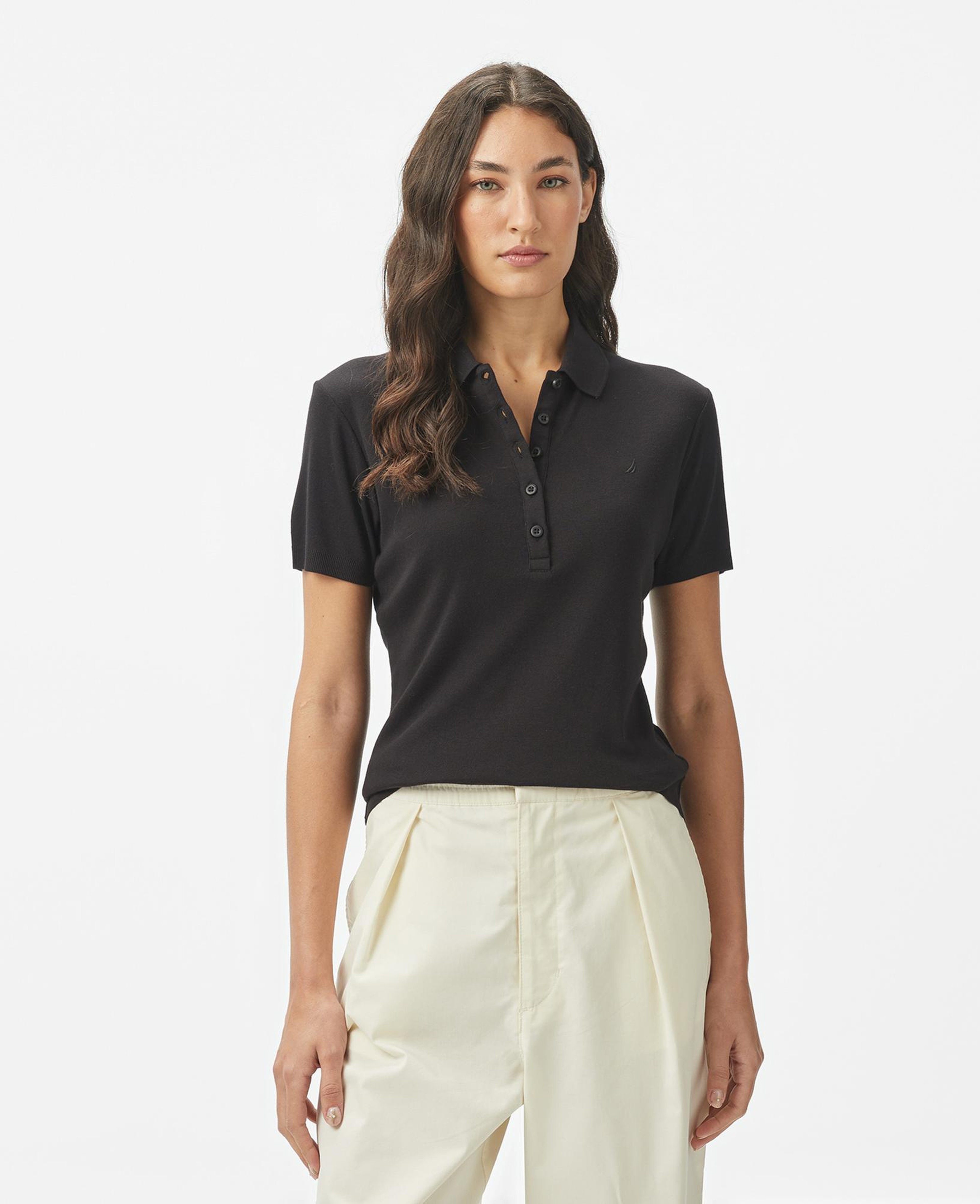 Nautica Kadın Siyah Regular Fit Polo Yaka T-Shirt