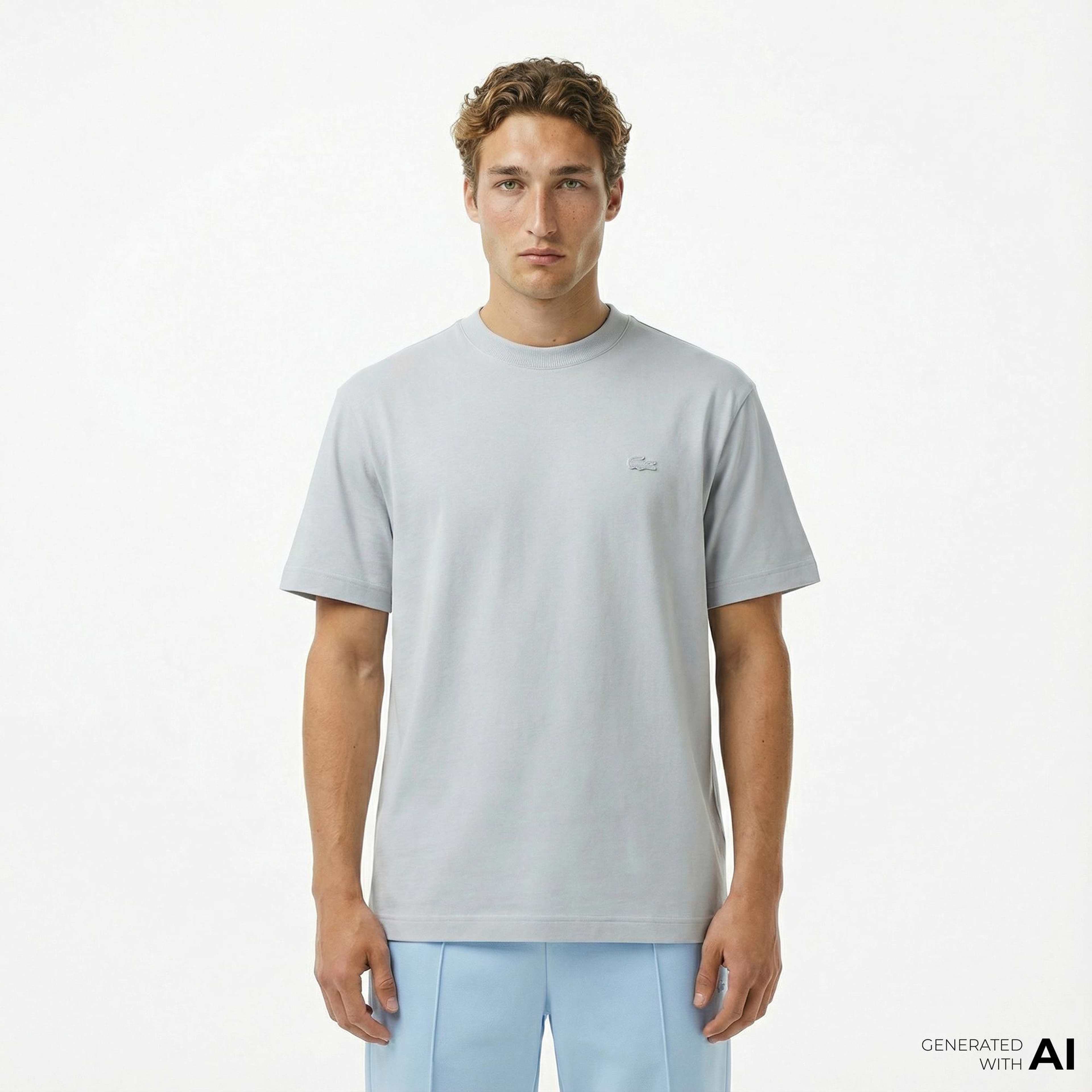 Lacoste Erkek Relaxed Fit Bisiklet Yaka Gri T-Shirt