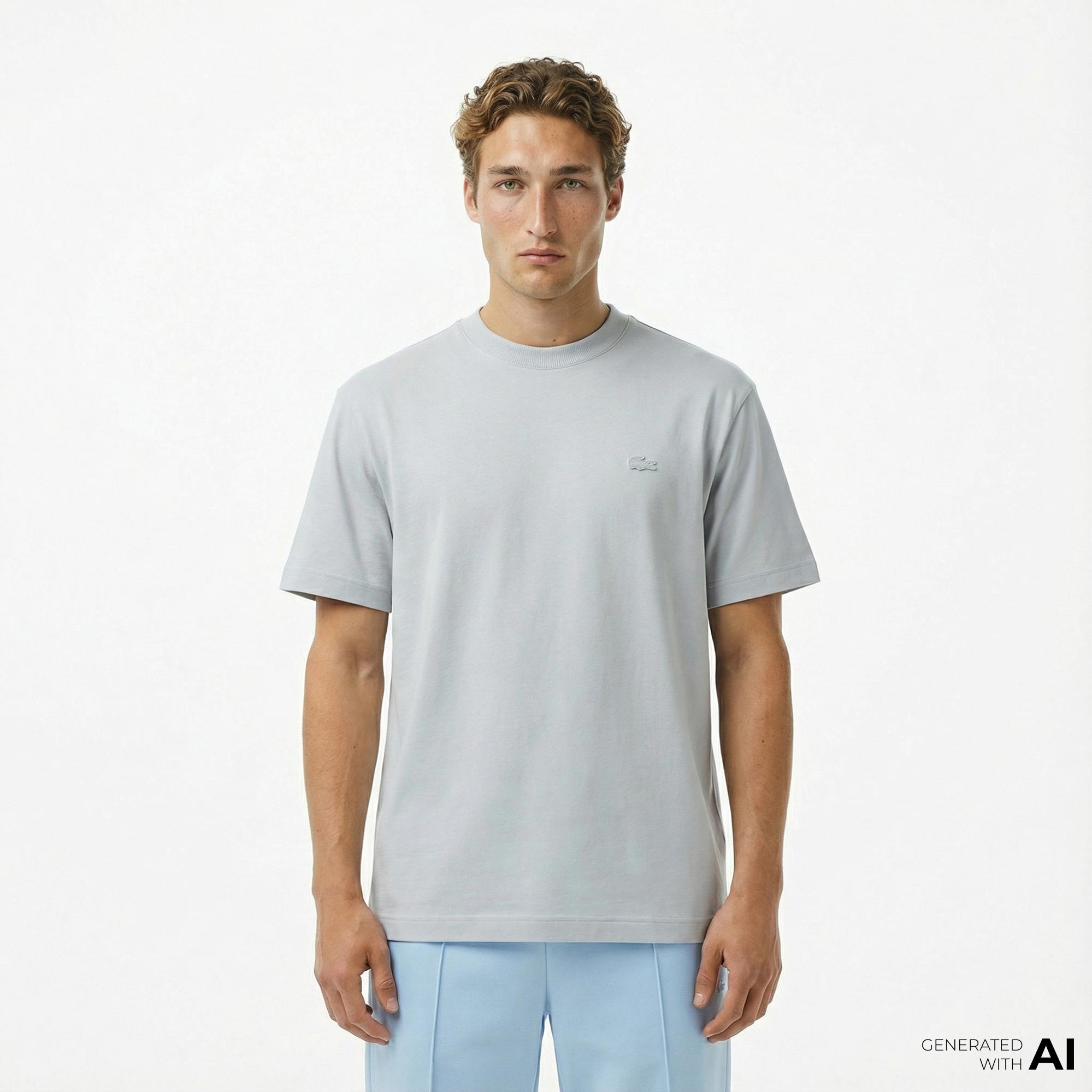 Lacoste Erkek Relaxed Fit Bisiklet Yaka Gri T-Shirt