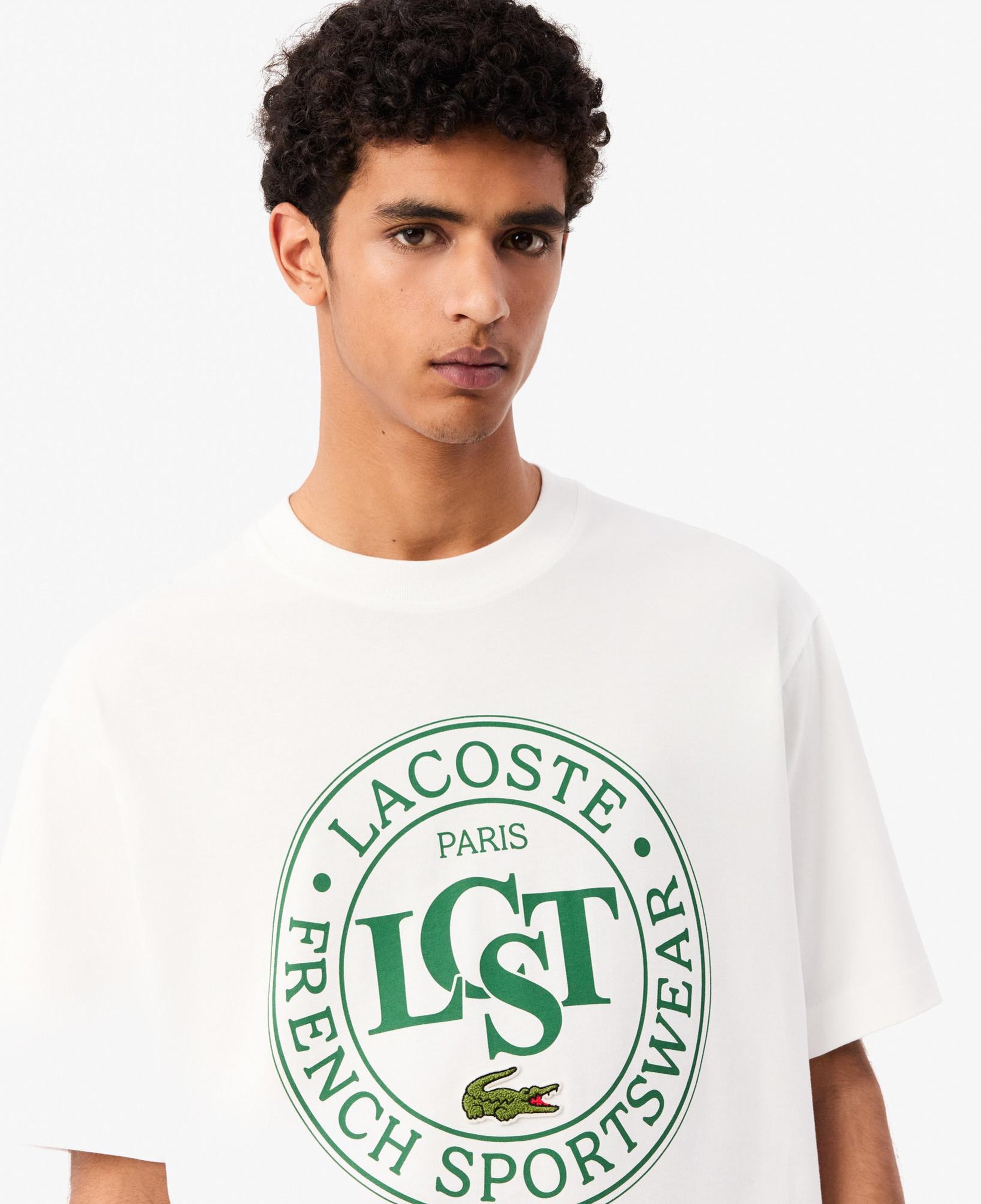 Lacoste Erkek Loose Fit Bisiklet Yaka Baskılı Beyaz T-Shirt