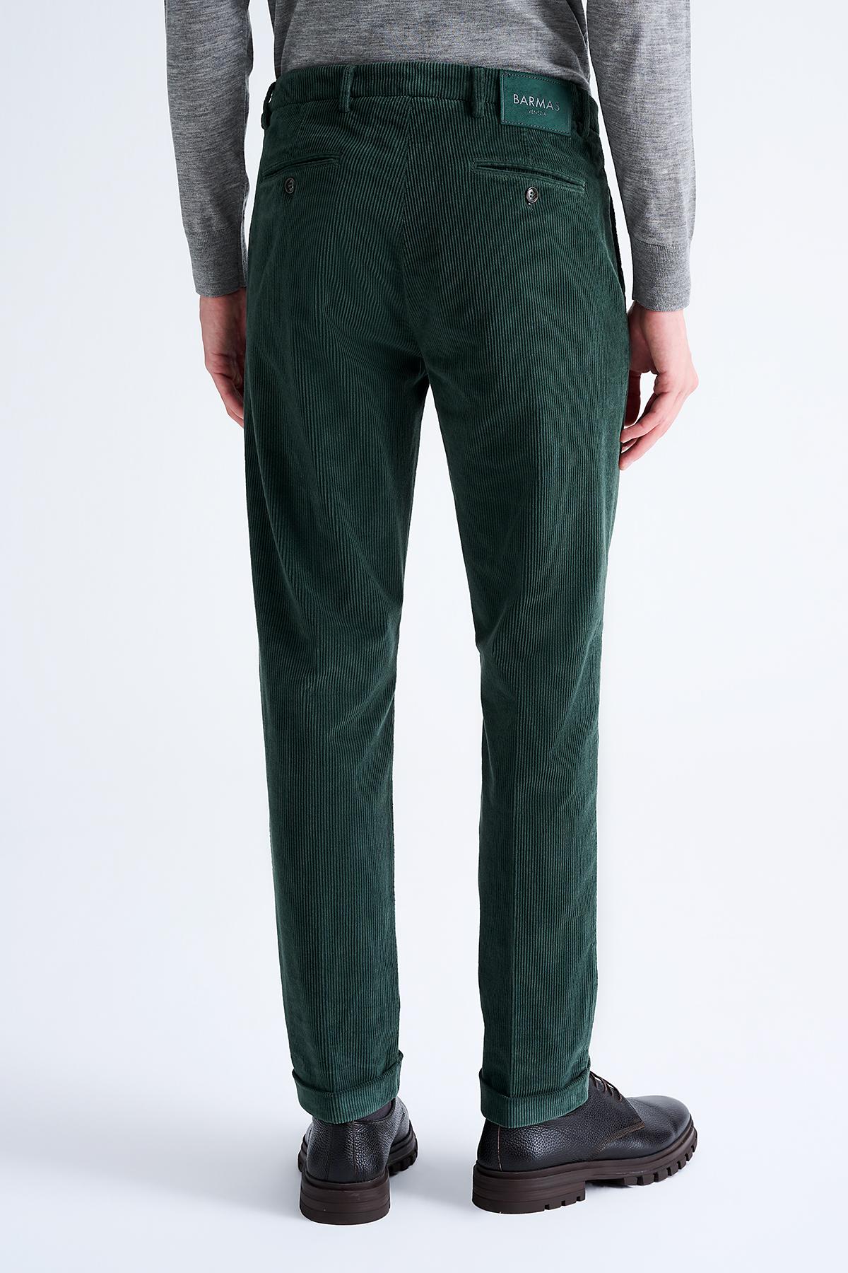Erkek Koyu Yeşil Kadife Chino Pantolon