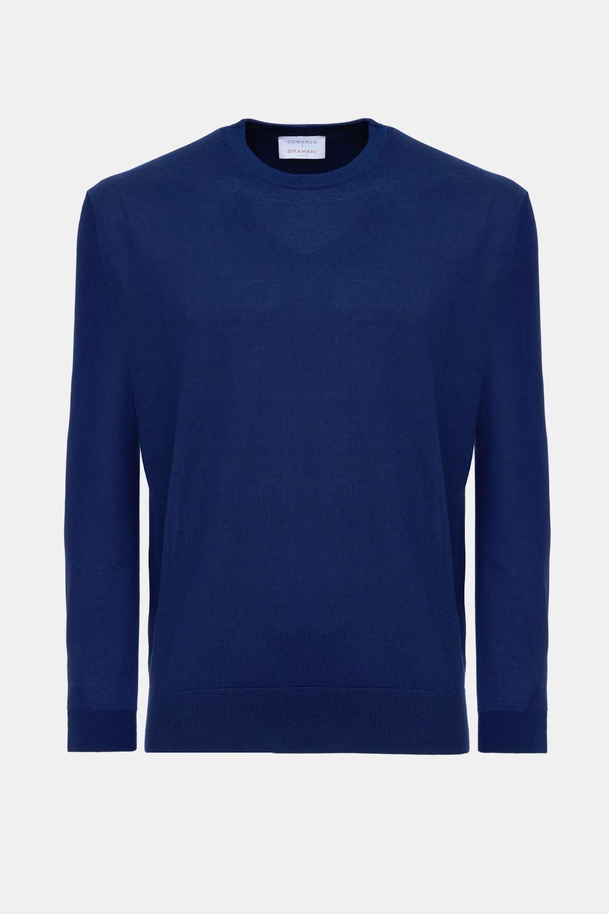 Erkek Lacivert Bisiklet Yaka Yün Kazak