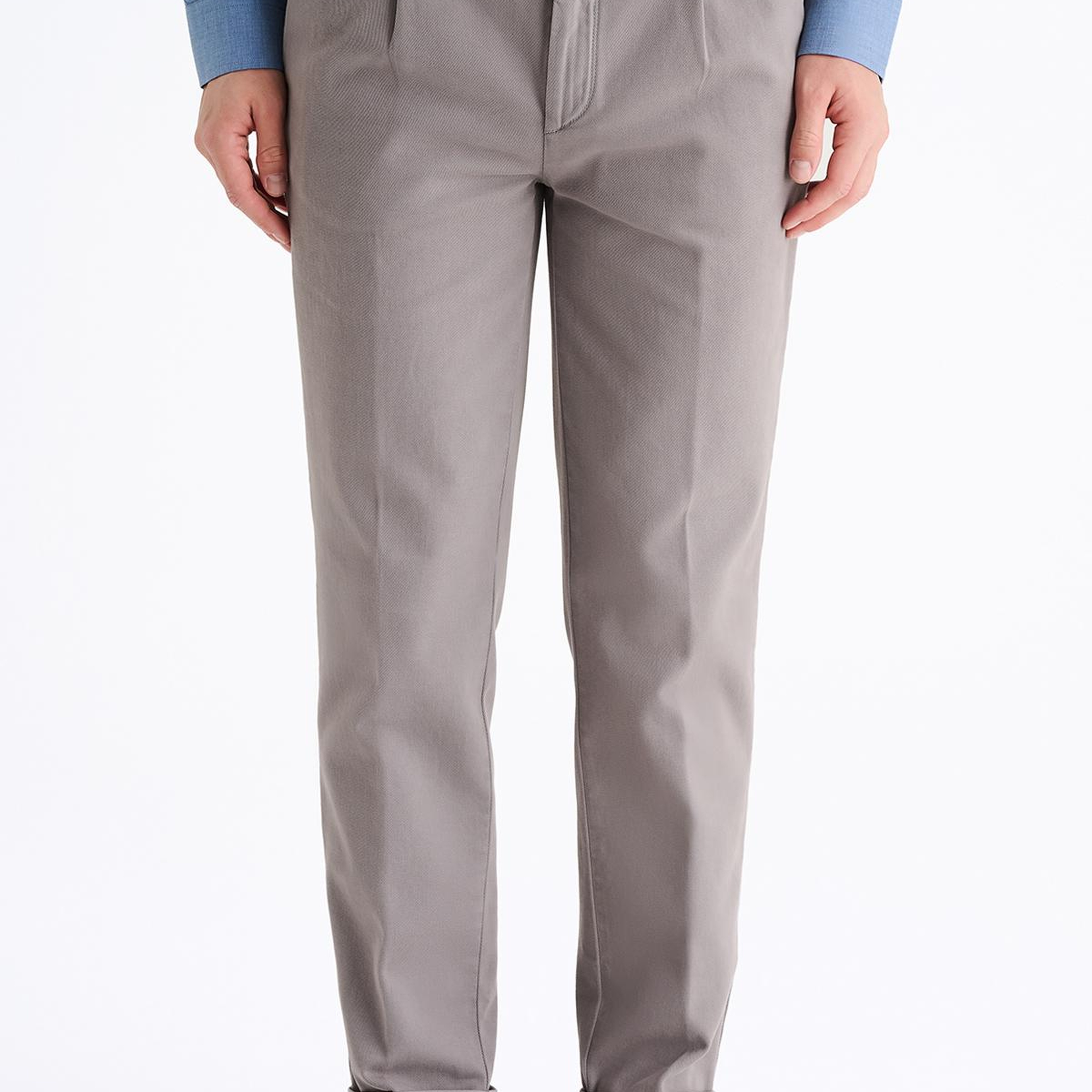 Erkek Gri Kaşmir Gabardin Chino Pantolon