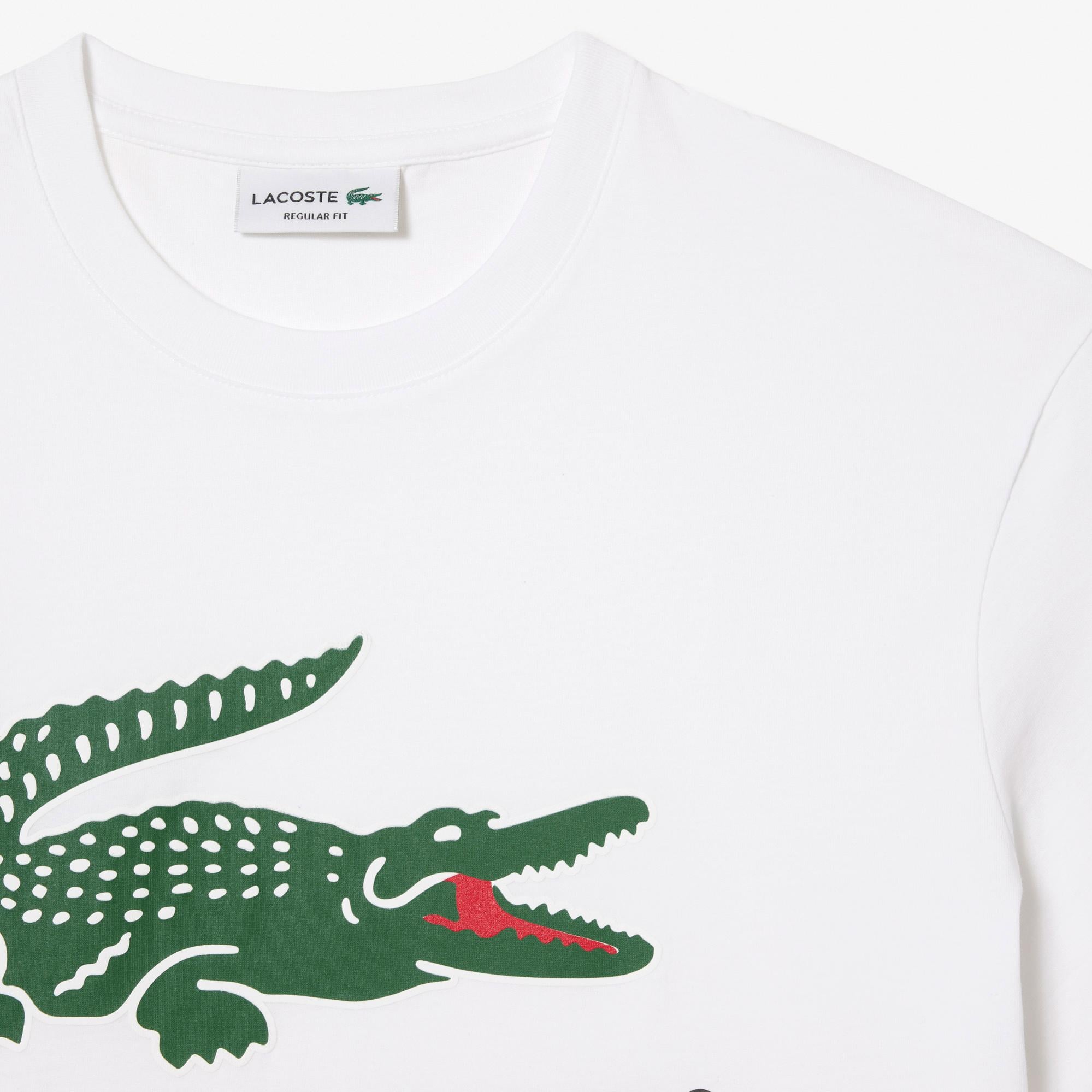 Lacoste Erkek Regular Fit Bisiklet Yaka Baskılı Beyaz T-Shirt