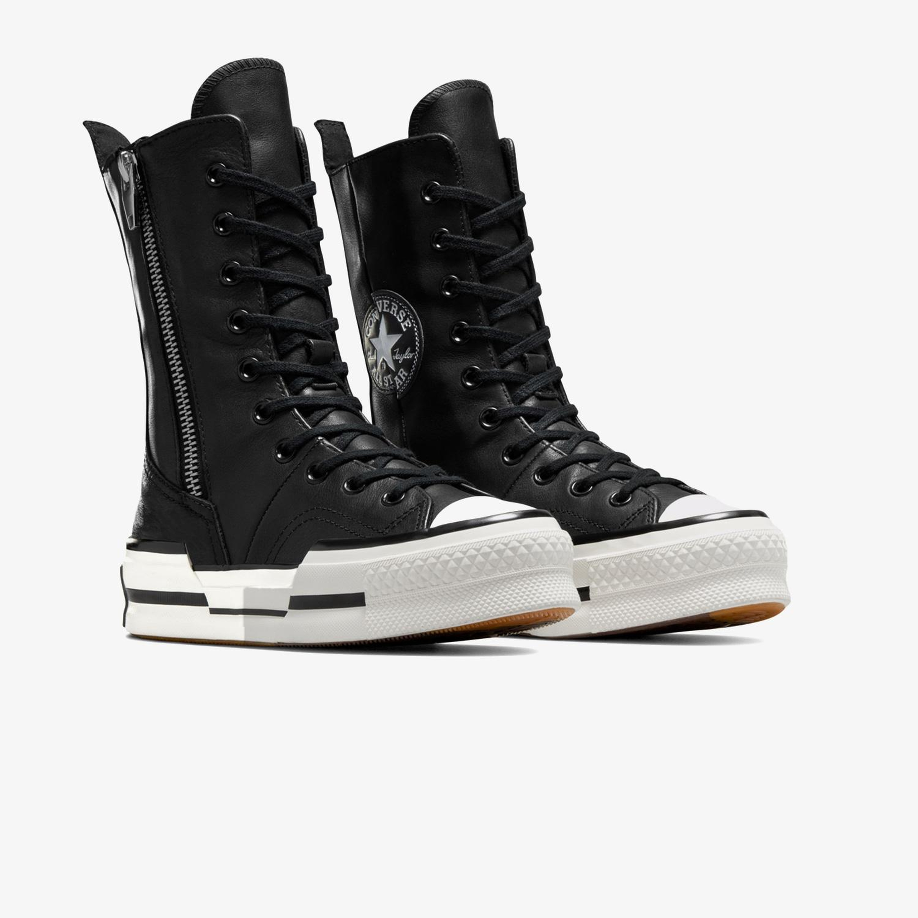 Converse Chuck 70 Plus XHi Unisex Siyah Deri Platform Sneaker