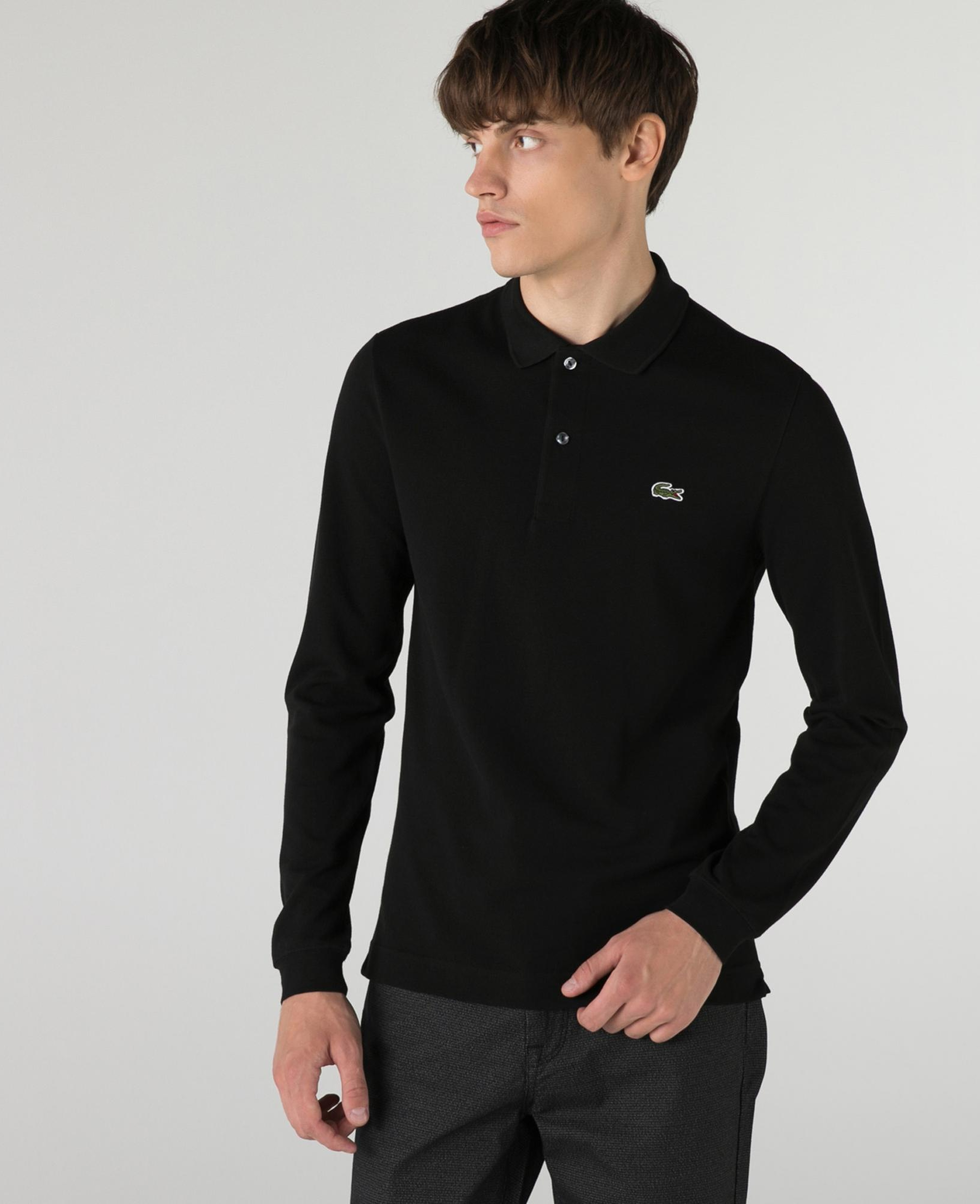Lacoste L.12.12 Erkek Slim Fit Uzun Kollu Siyah Polo