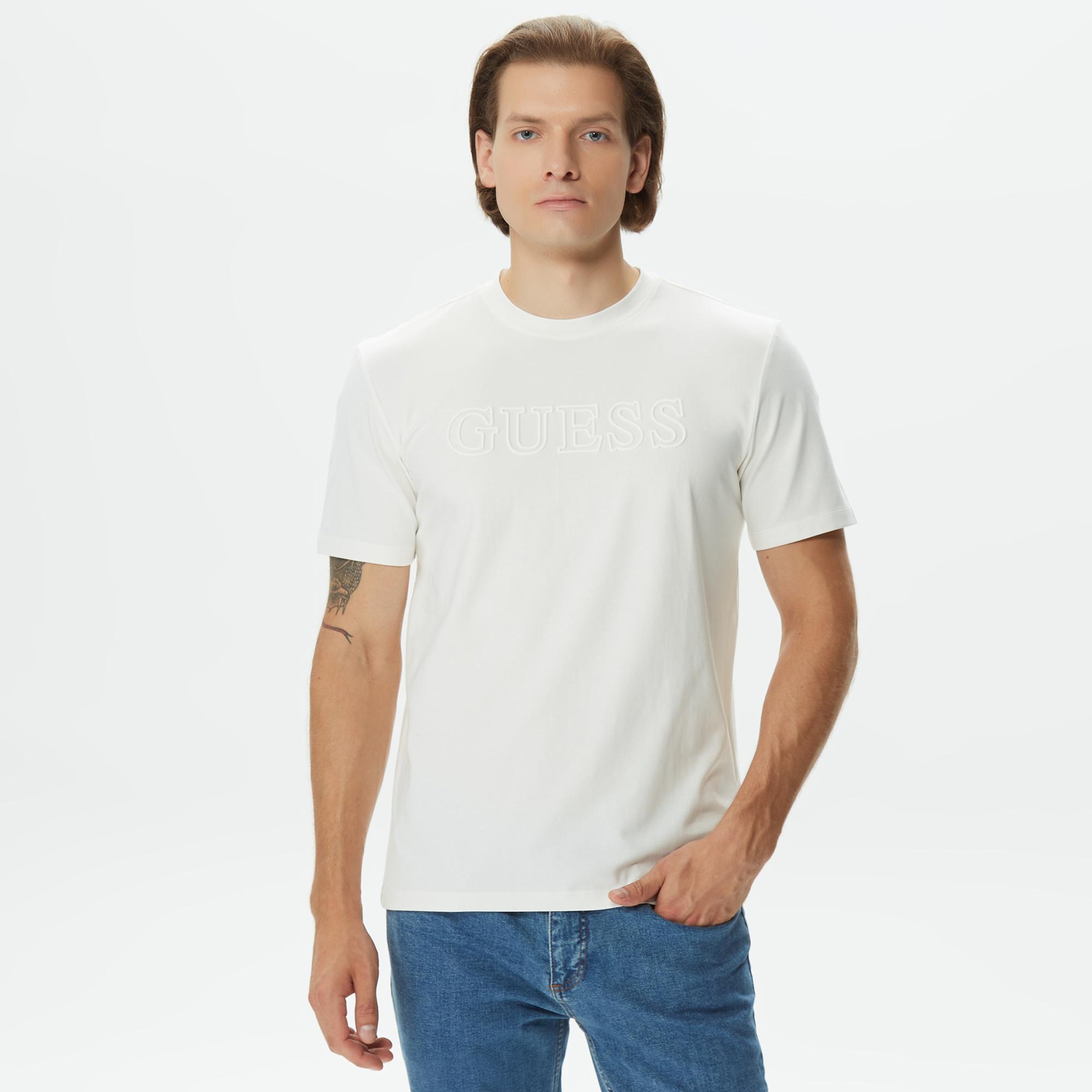 Guess Alphy Erkek Beyaz T-Shirt
