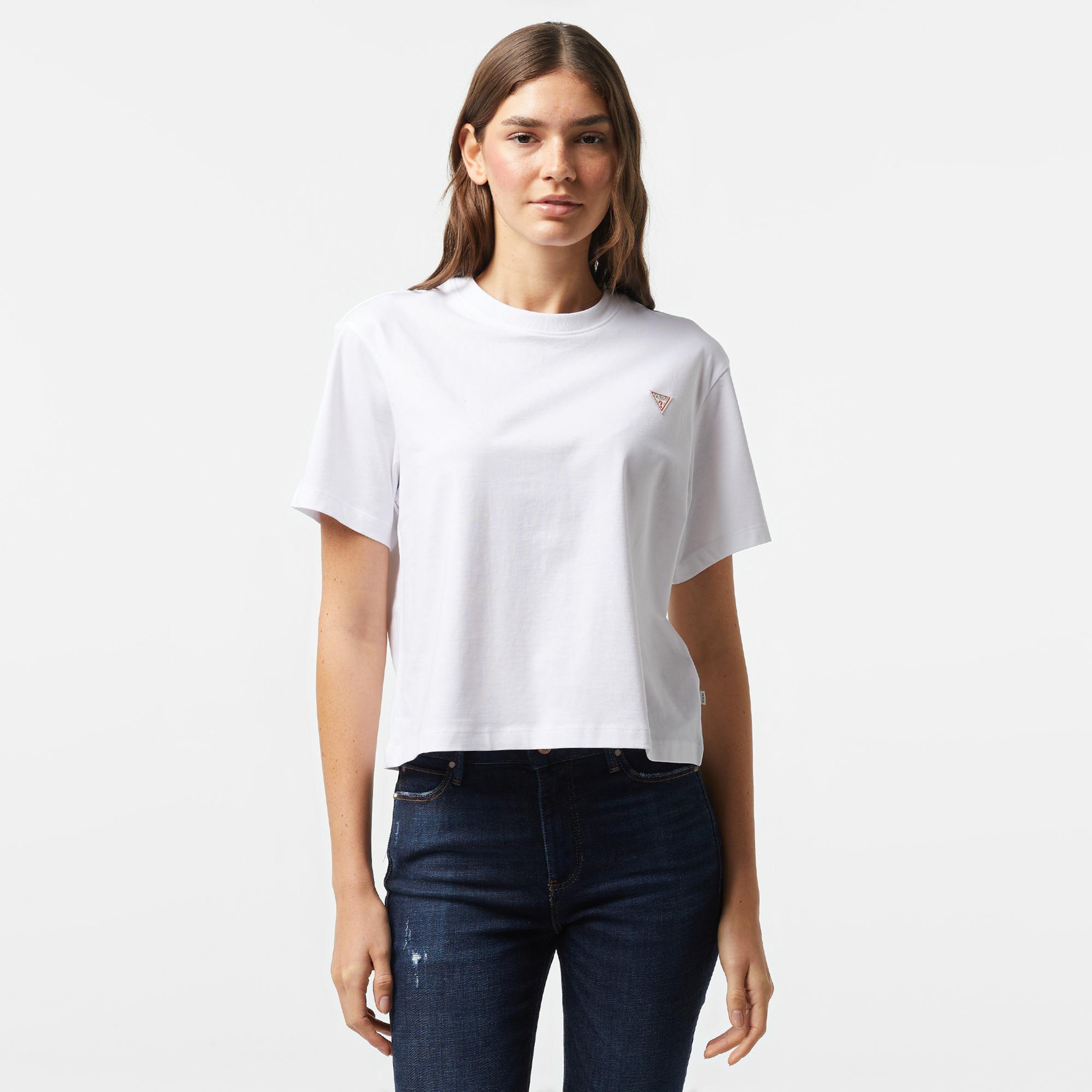 Guess Boxy Mini Kadın Beyaz T-Shirt