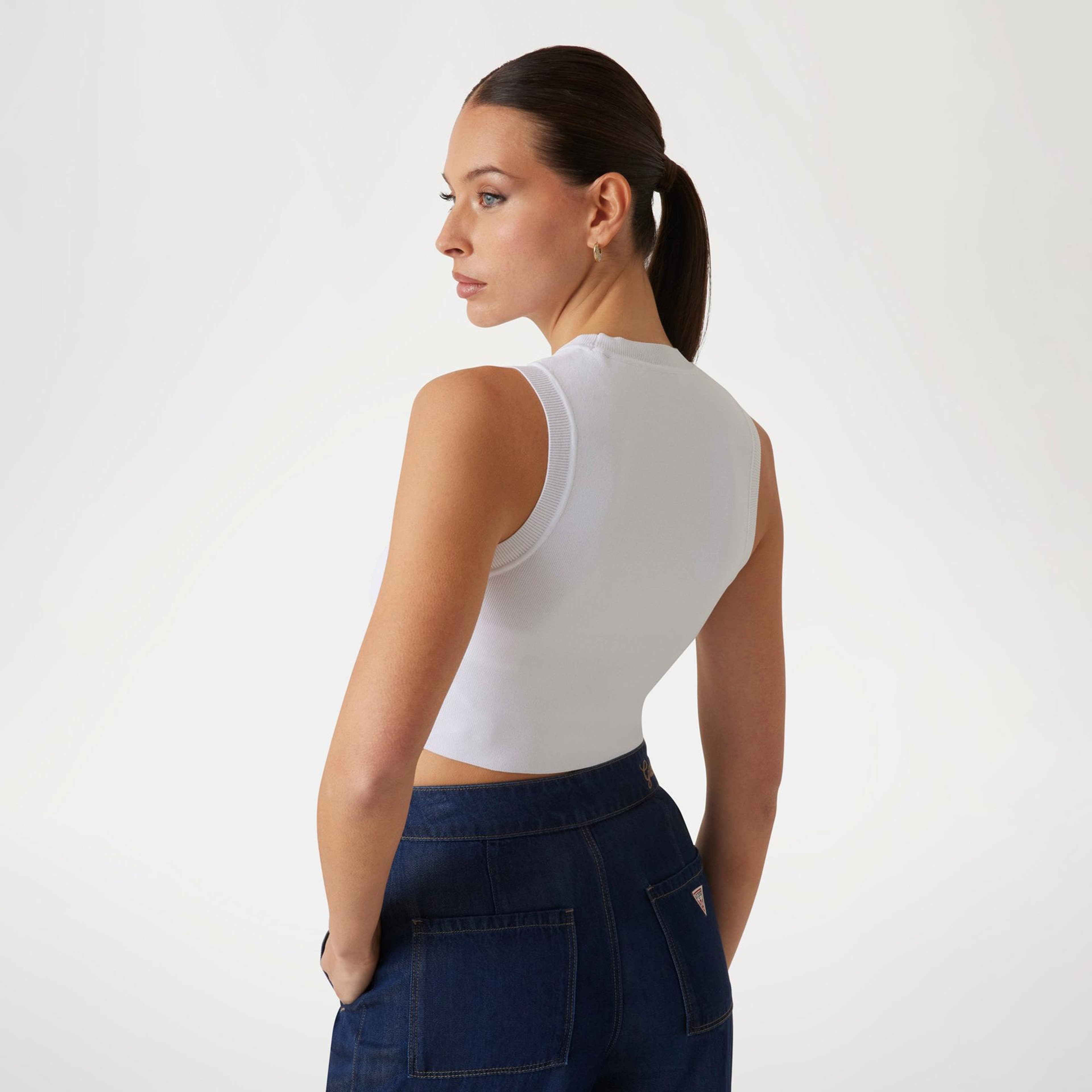 Guess Kadın Beyaz Kolsuz T-Shirt