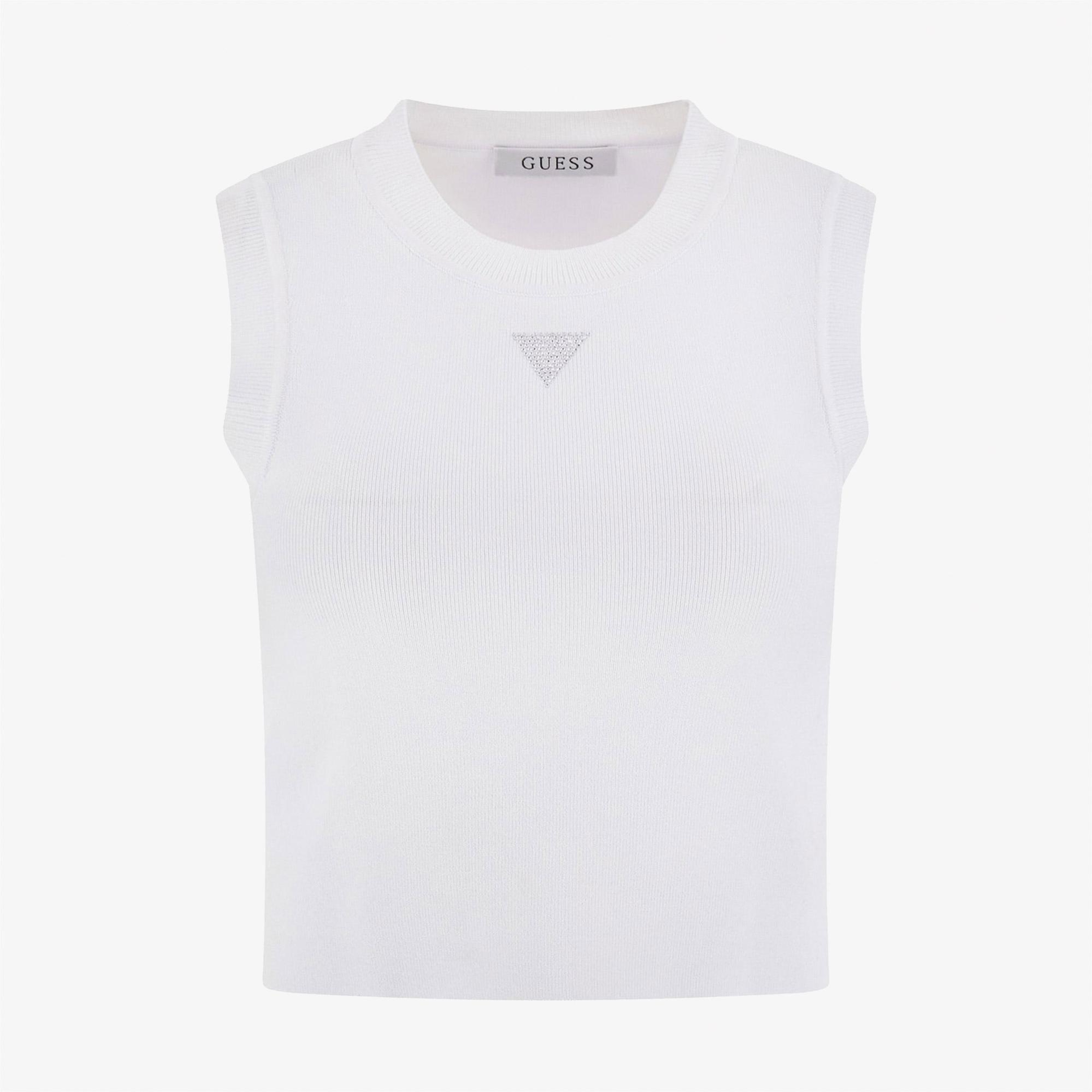Guess Kadın Beyaz Kolsuz T-Shirt
