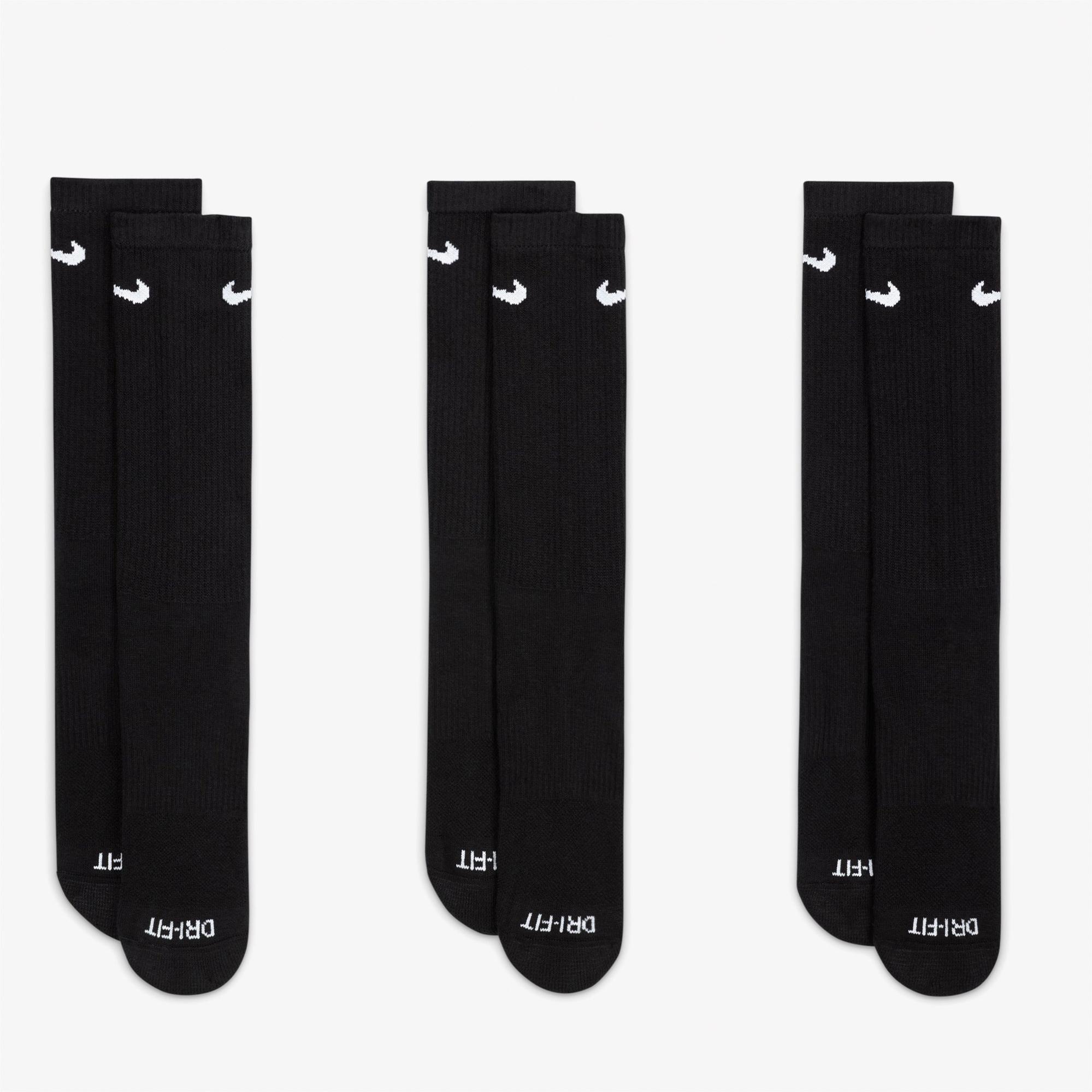 Nike Everyday Plus Cushioned 3'lü Unisex Siyah Çorap