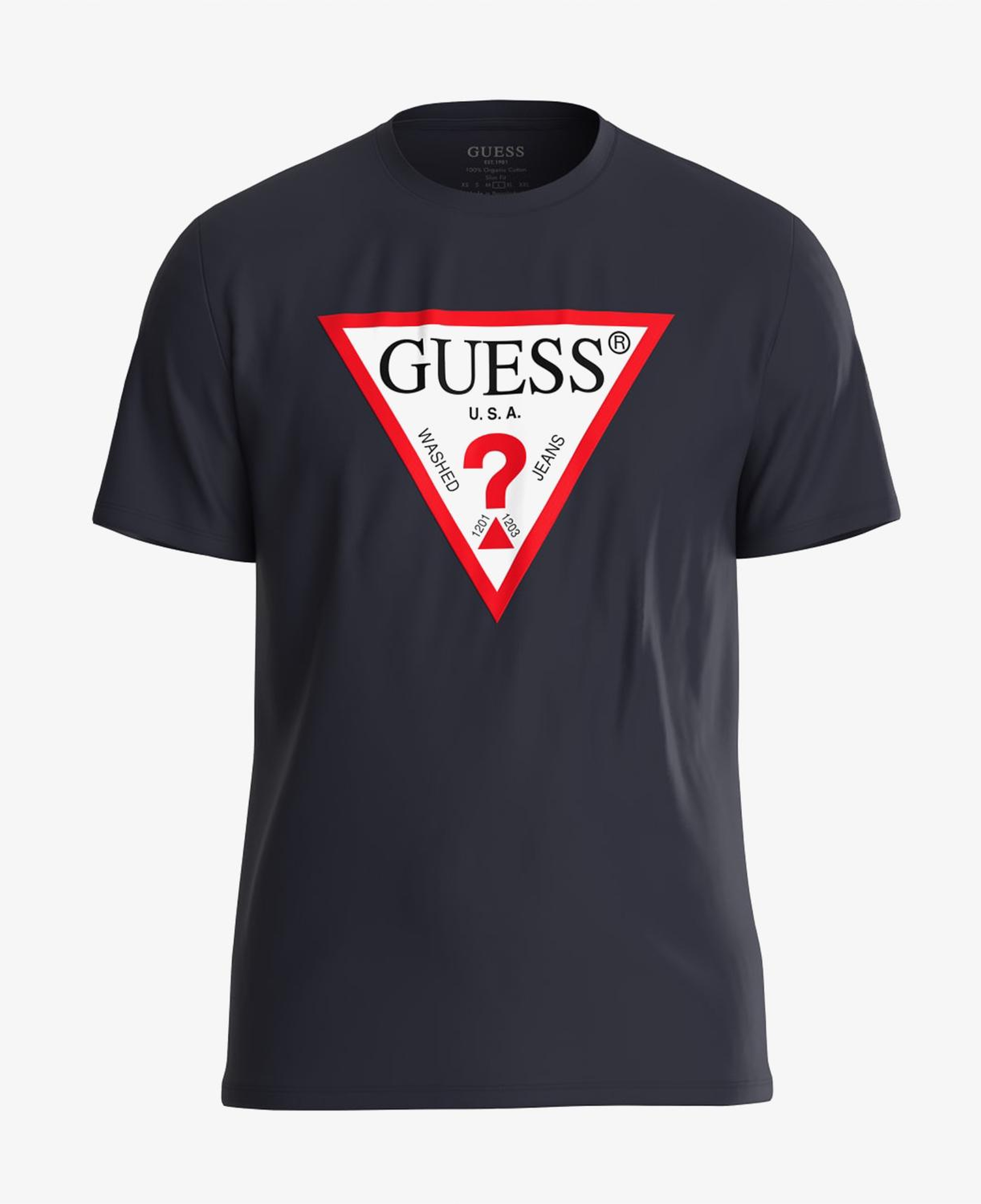 Guess Original Logo Mid Organic Stream Jersey Erkek Lacivert T-Shirt