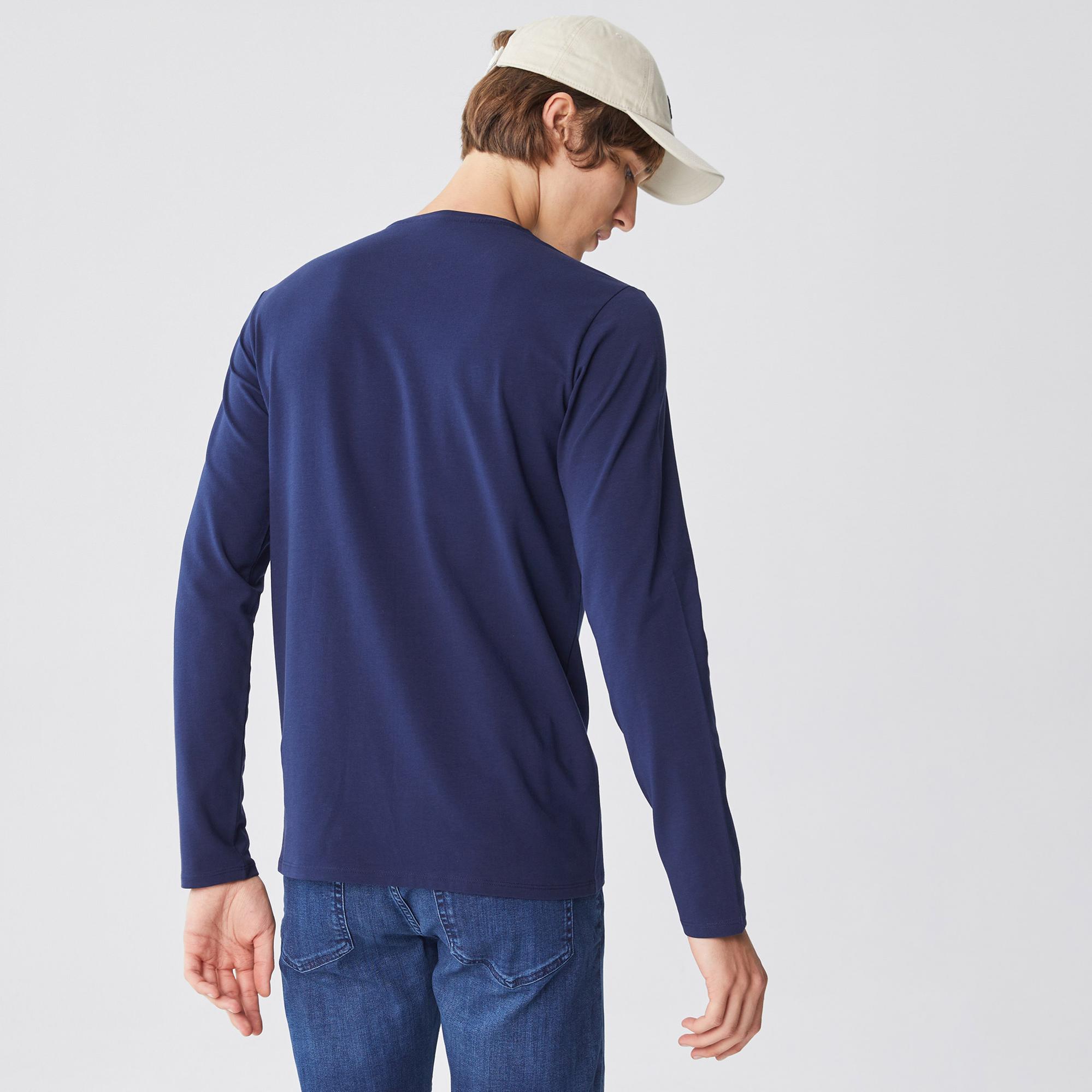 Lacoste Erkek Regular Fit Uzun Kollu Bisiklet Yaka Lacivert T-Shirt