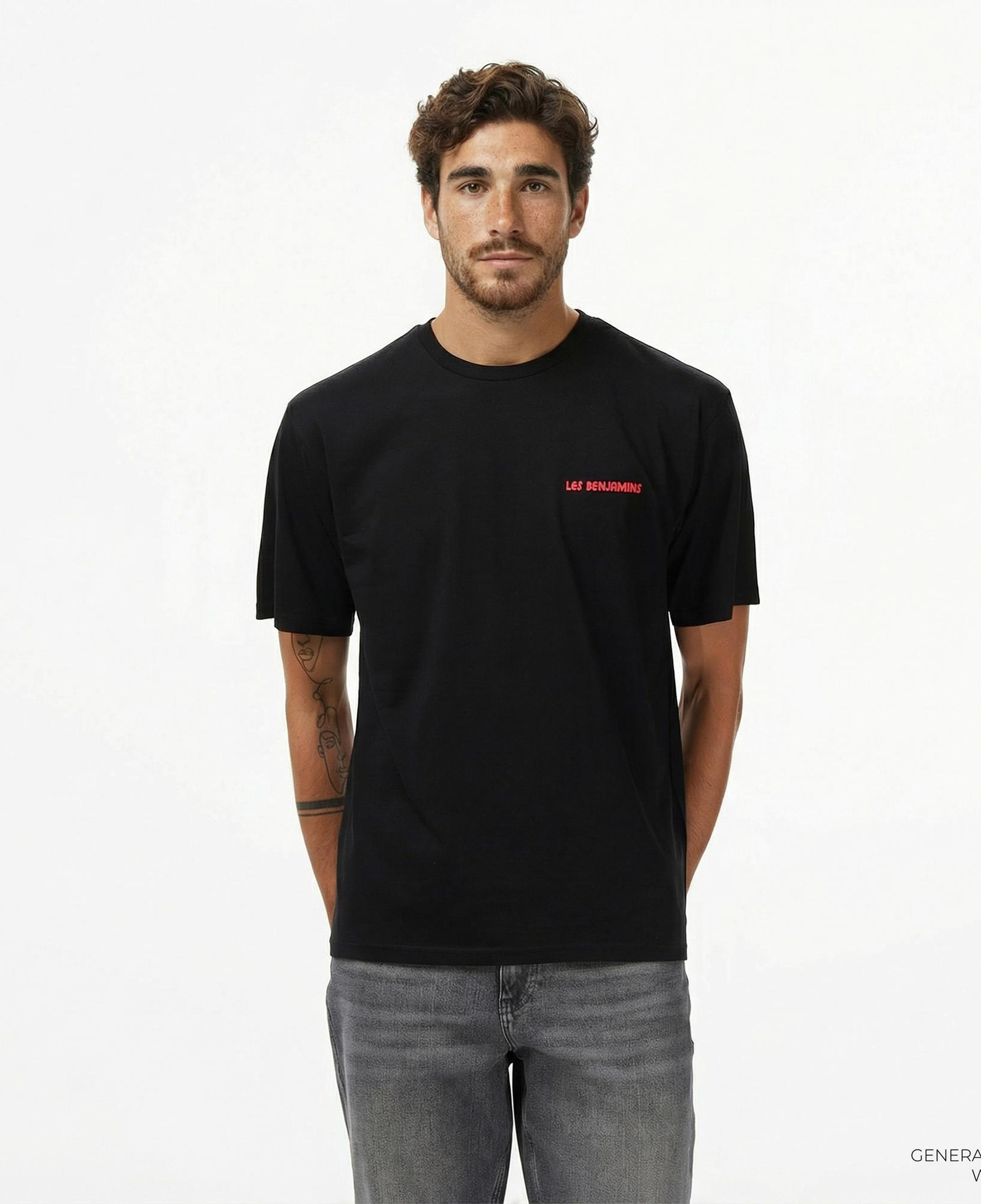 Les Benjamins Relaxed 025 Erkek Siyah T-Shirt
