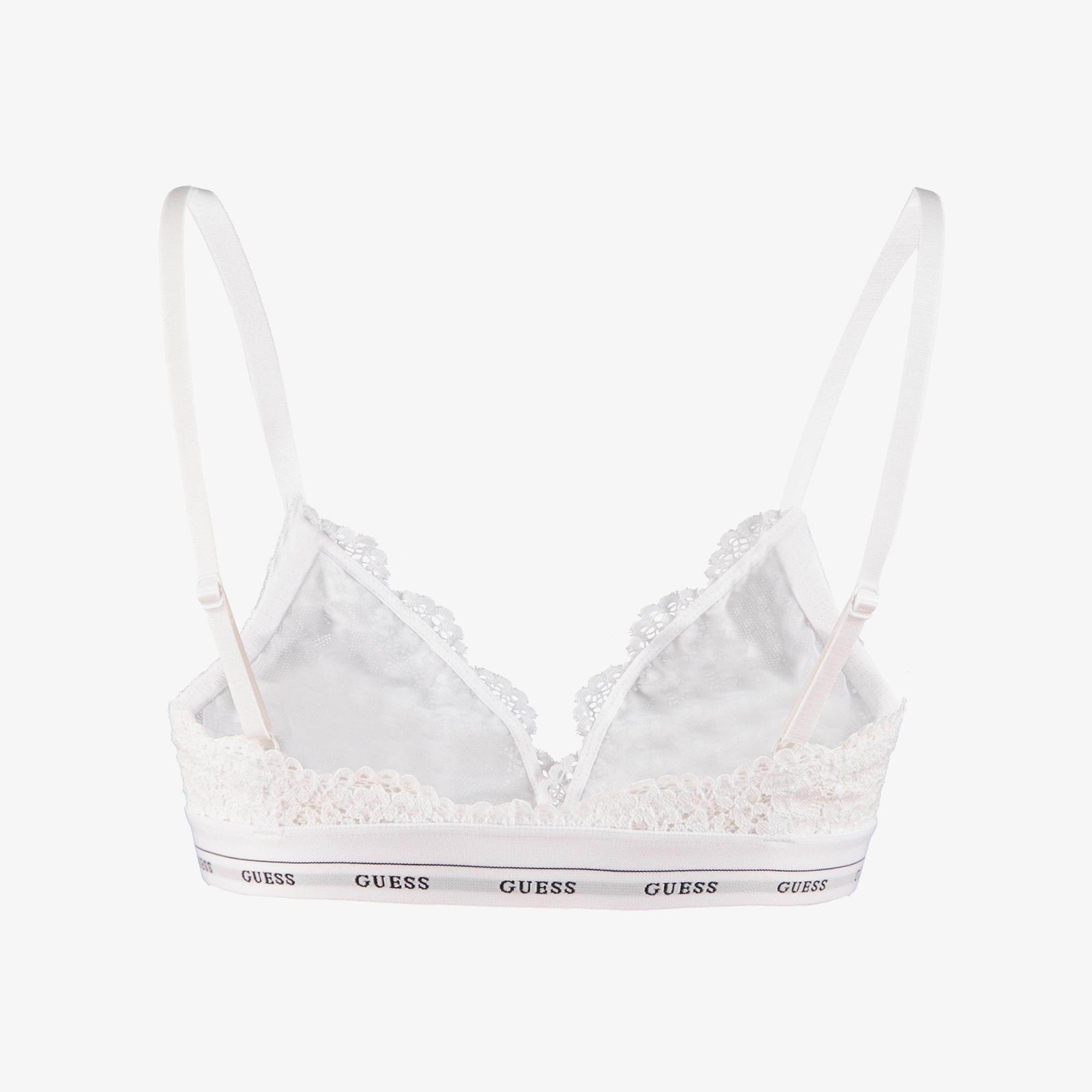 Guess Jane Triangle Flowery Lace Band Solid Kadın Beyaz Sütyen